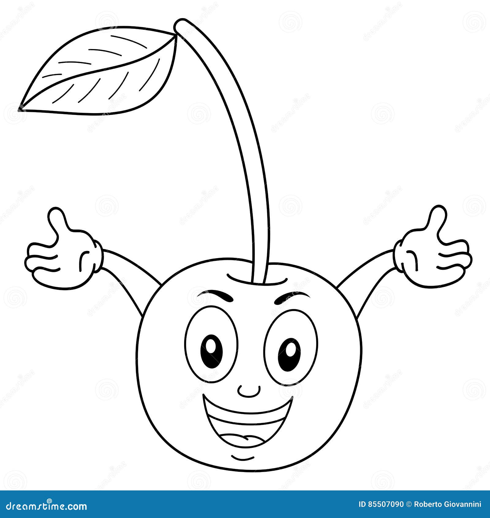 Coloring Cute Cherry Cartoon Character Stock Vector - Illustration of ...