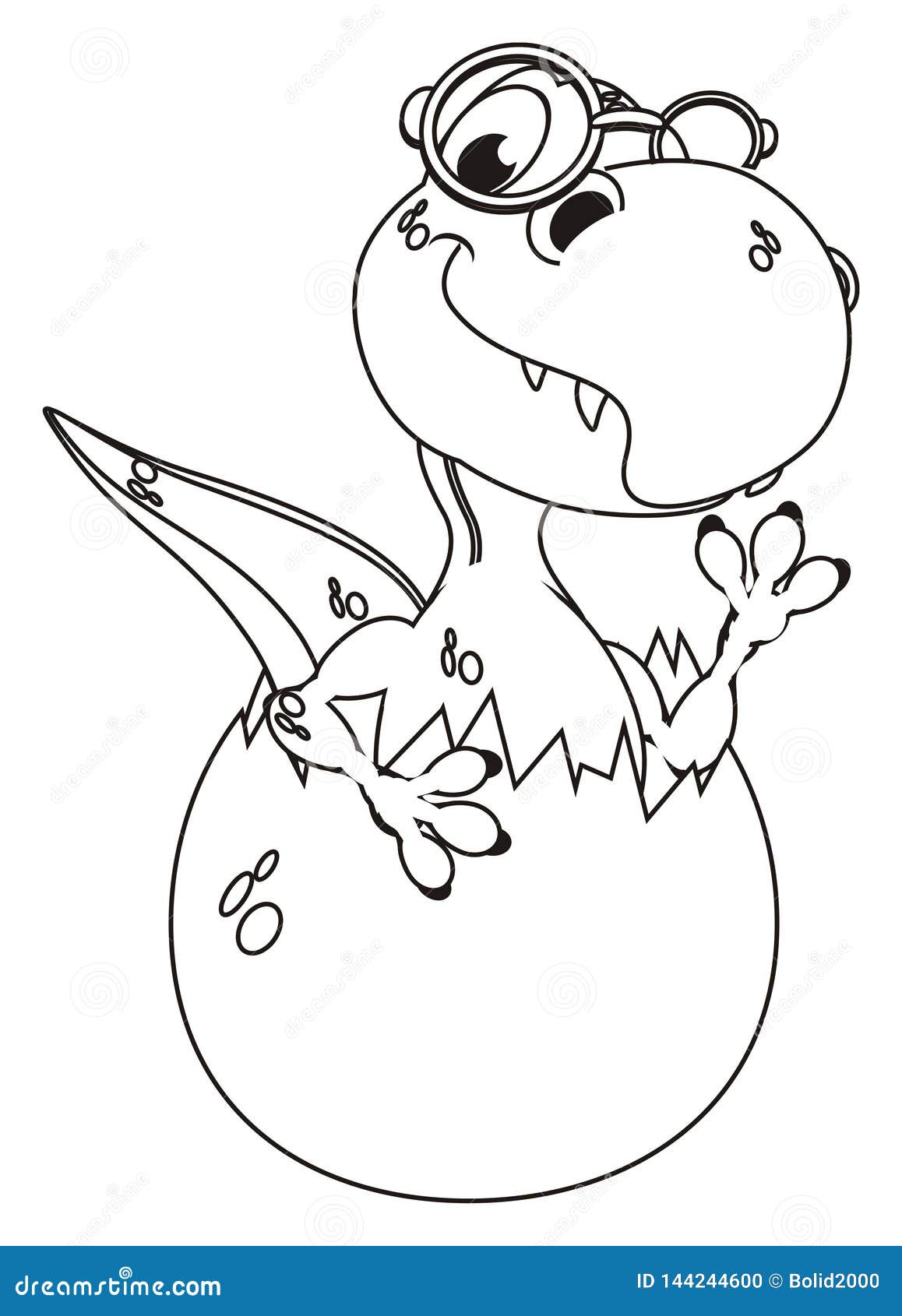 Coloring dino in glasses stock illustration. Illustration of glasses ...