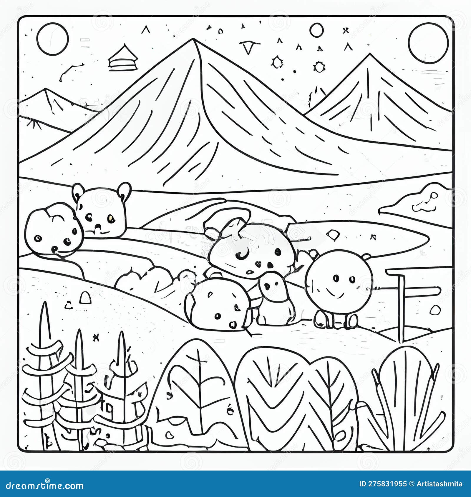 Coloring Doodle and Colorbook, Blank and Color Stock Illustration ...