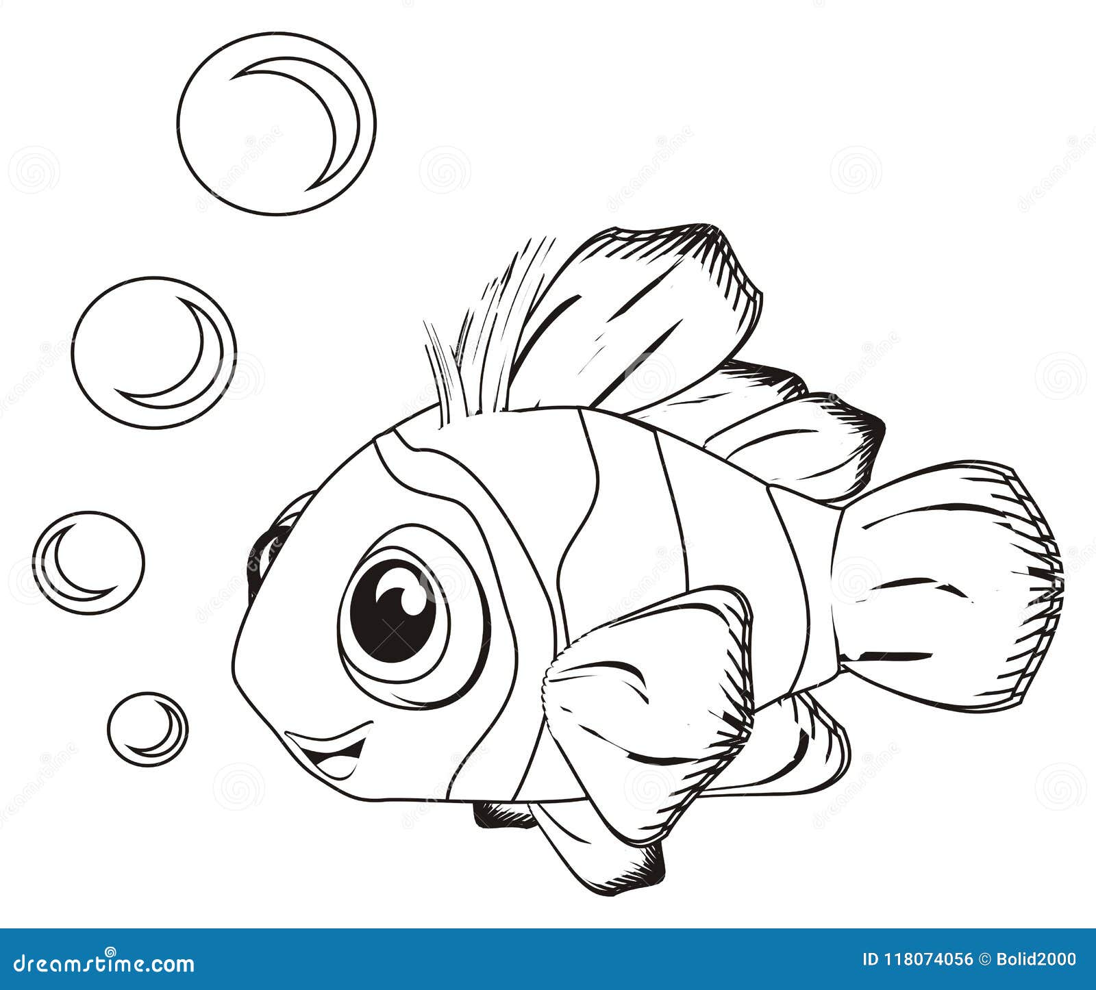 Coloring fish with bubbles stock illustration. Illustration of bubbles
