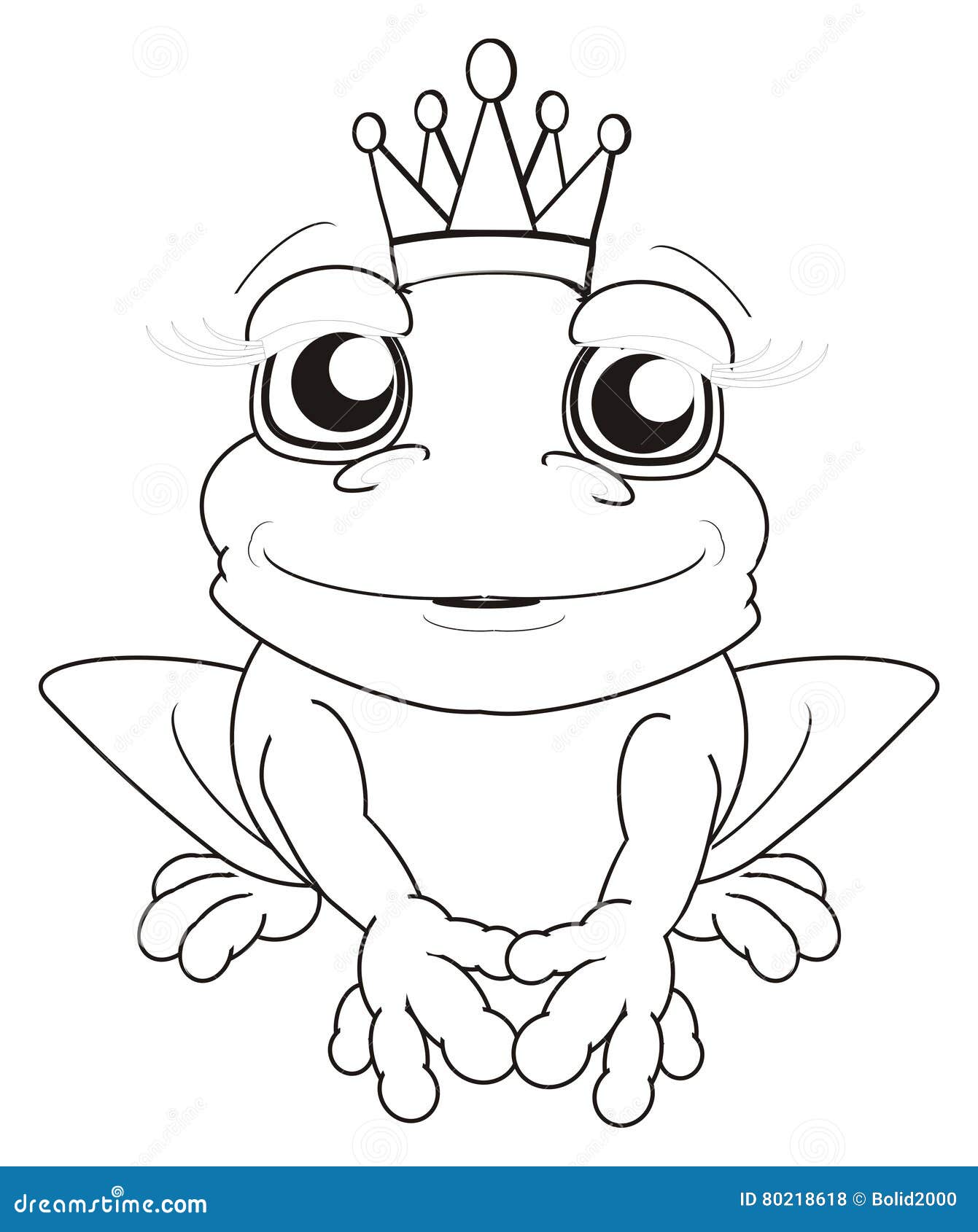 Coloring frog with crown stock illustration. Illustration of slippery ...