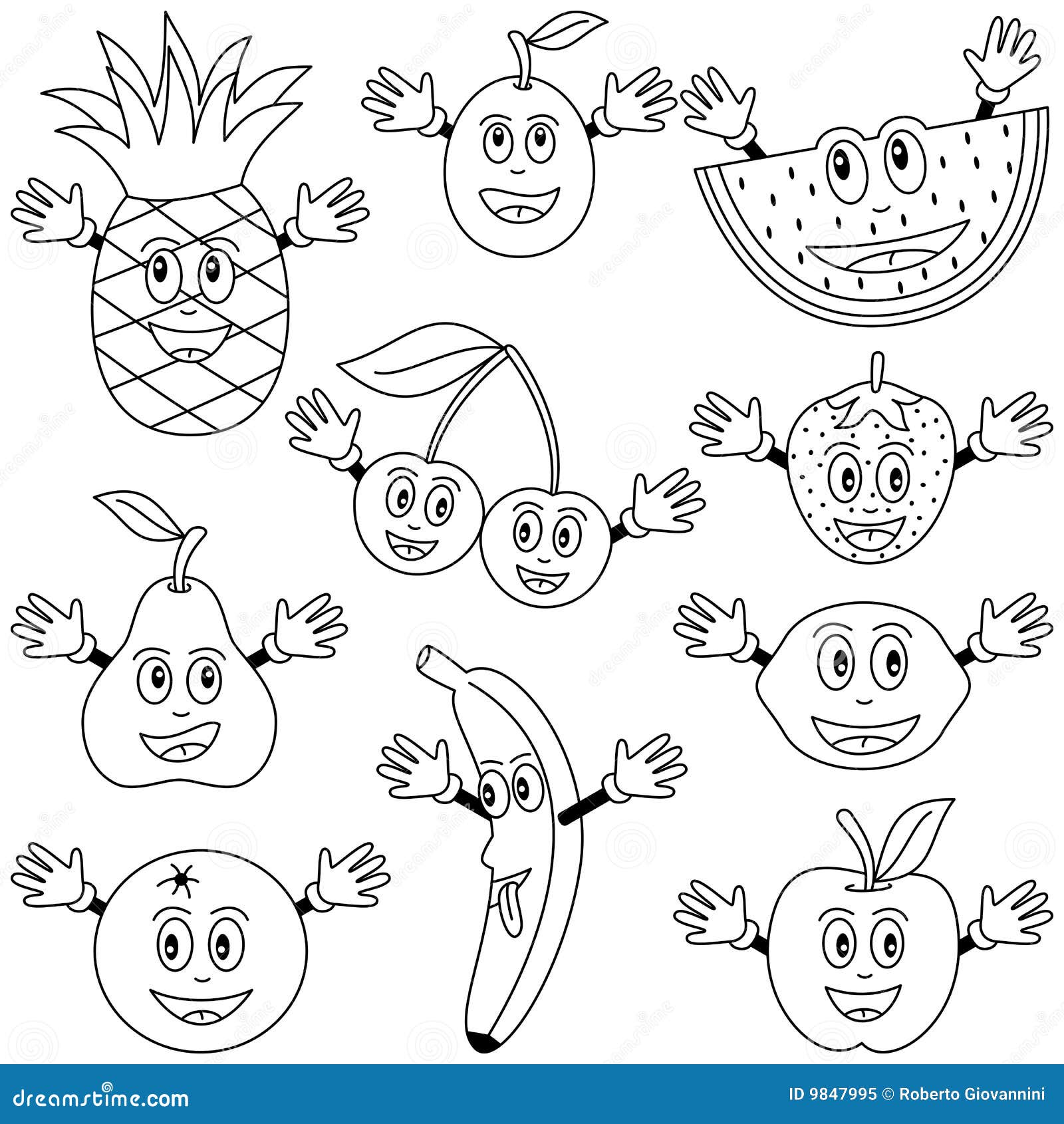 Coloring Fruit Characters stock vector. Illustration of food - 9847995 Coloring Fruit Characters stock vector. Illustration of food - 9847995