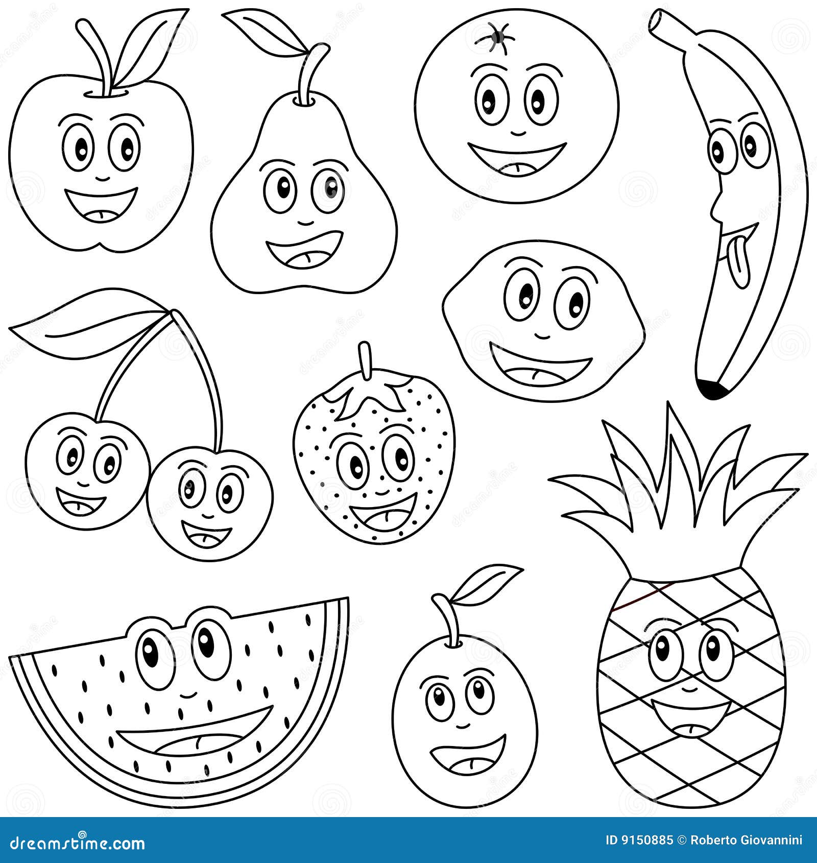 Fruits Clipart Coloring 1