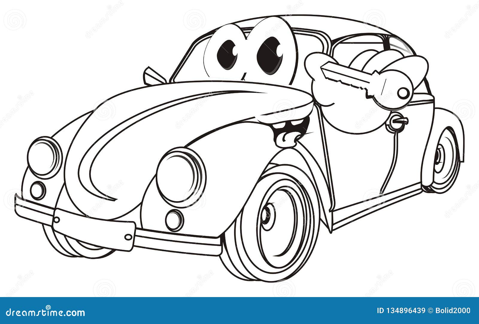 Download Coloring Funny Car With A Key Stock Illustration ...