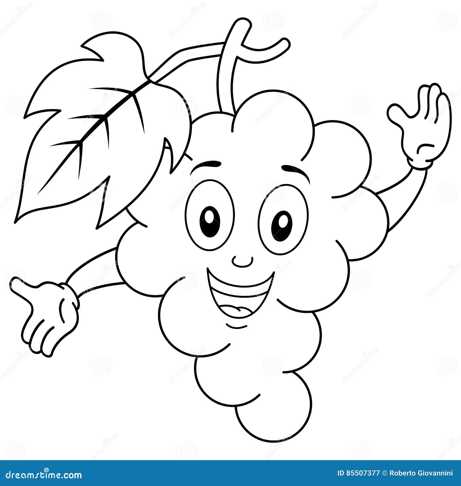 Download Coloring Funny Bunch Of Grapes Character Stock Vector ...