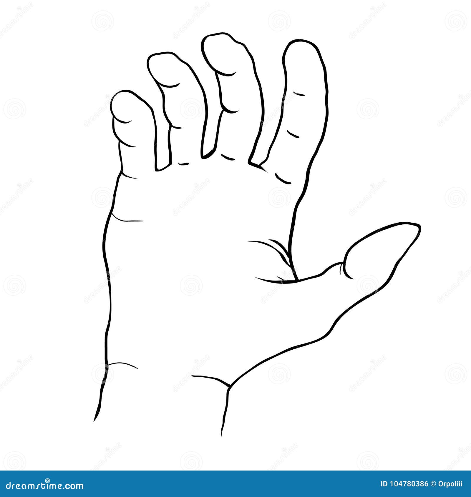 Coloring Hand Male Bent Fingers Palm. Vector Illustration ...