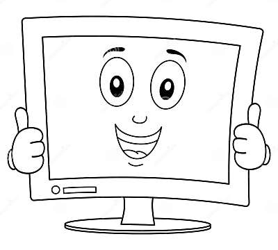 Coloring Happy Desktop Screen Thumbs Up Stock Vector - Illustration of ...