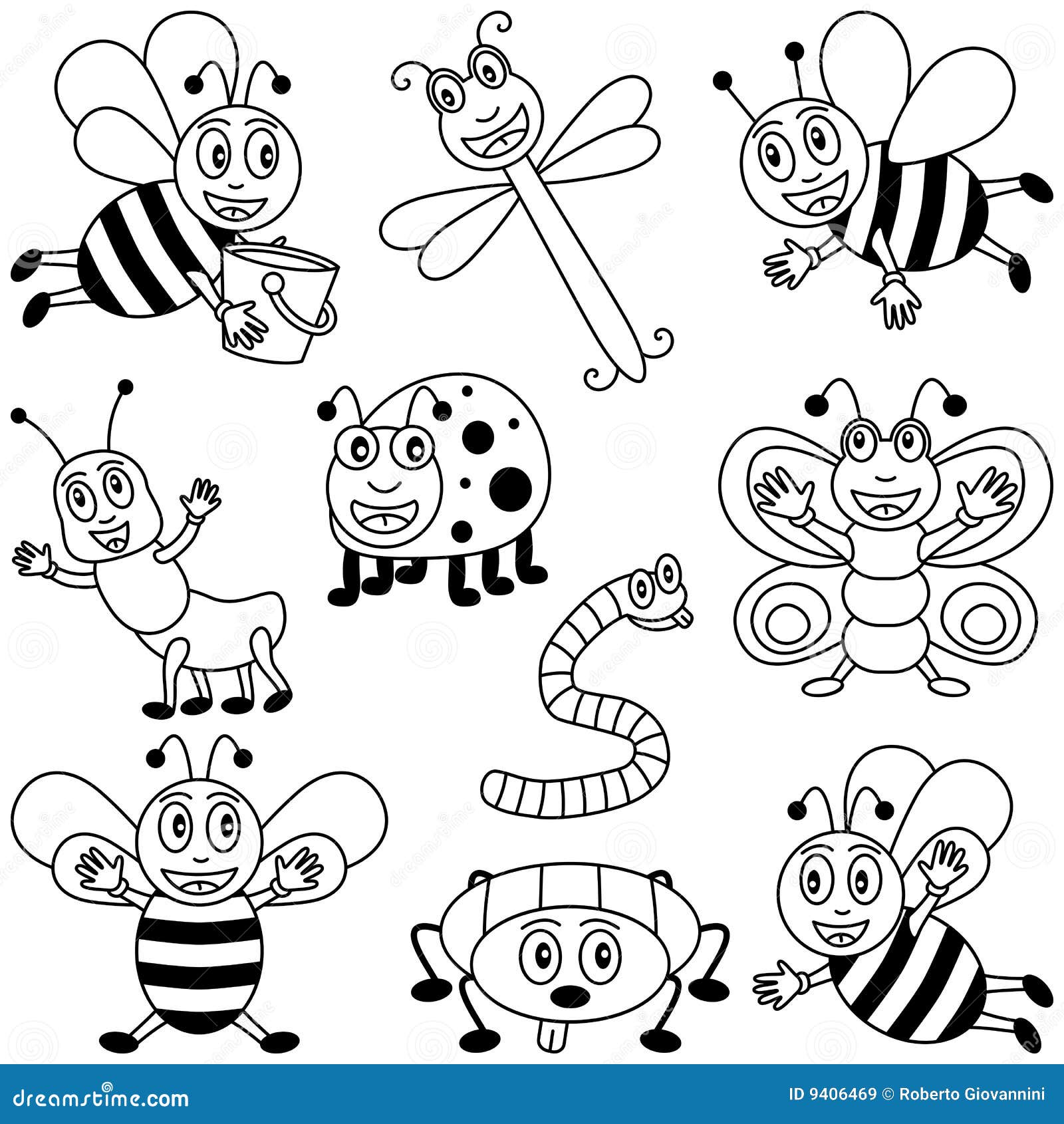 Download Coloring Insects for Kids stock vector. Image of animals - 9406469