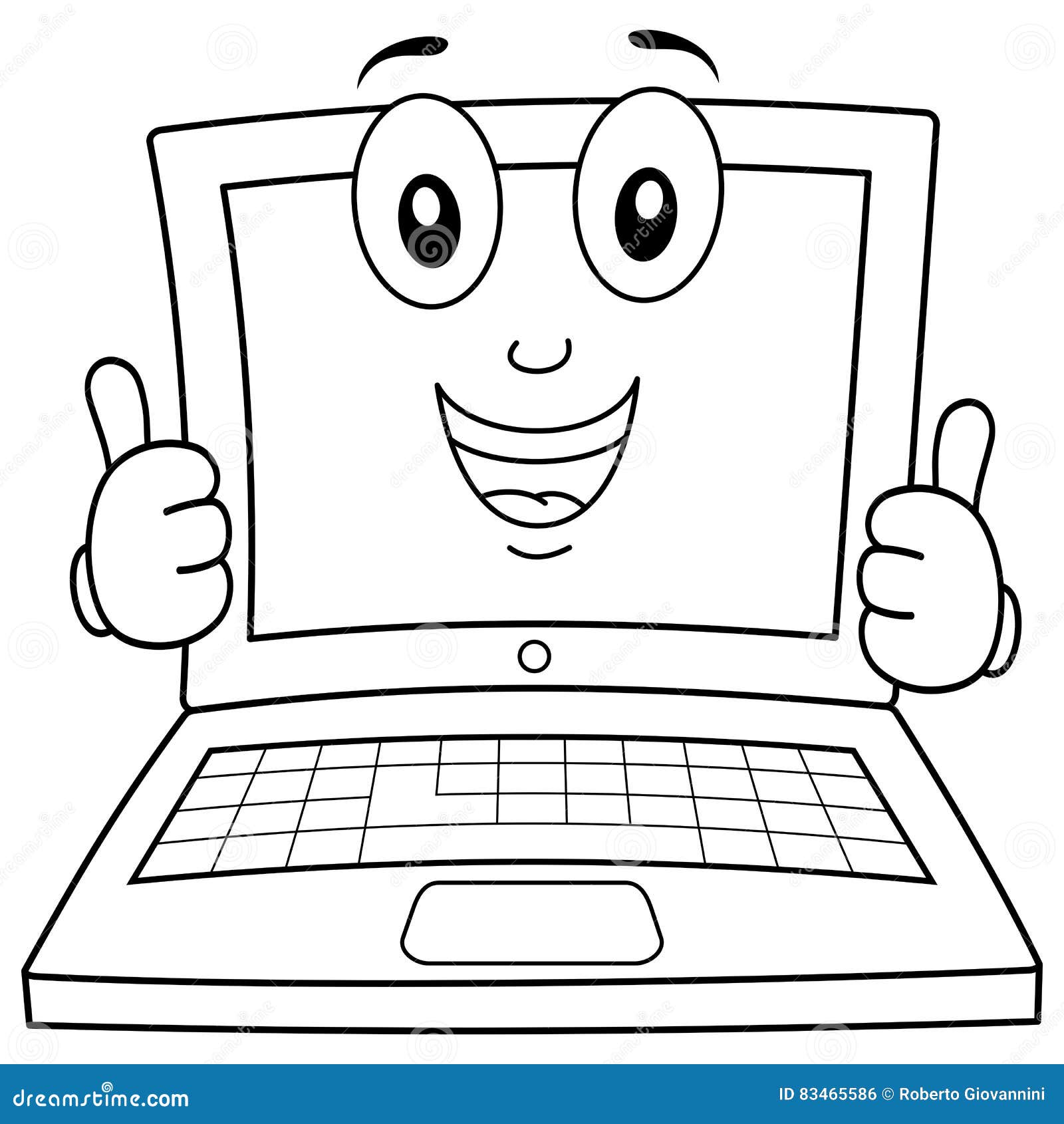 Coloring Laptop or Notebook Character Stock Vector - Illustration of ...