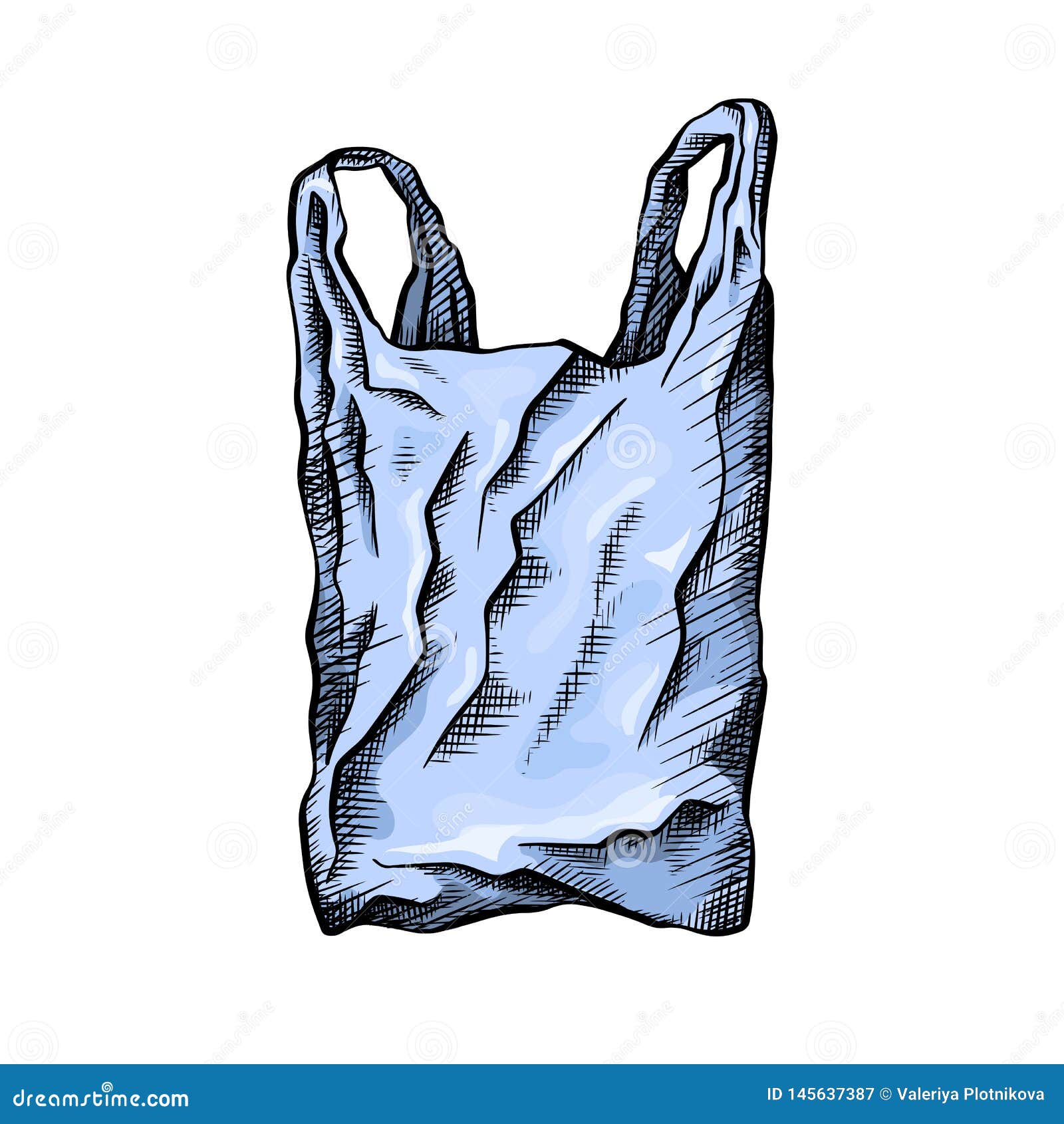 coloring line drawing plastic bag environmental pollution object separate background vector scribble your 145637387