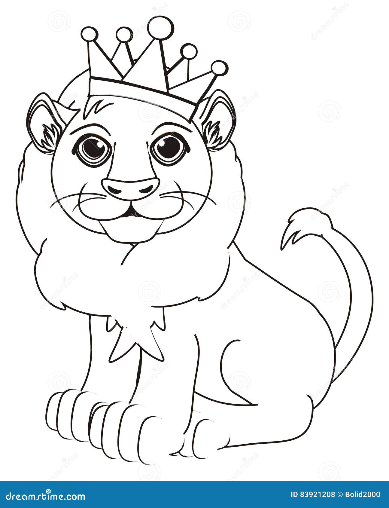 Coloring lion in crown stock illustration. Illustration of isolated - 83921208