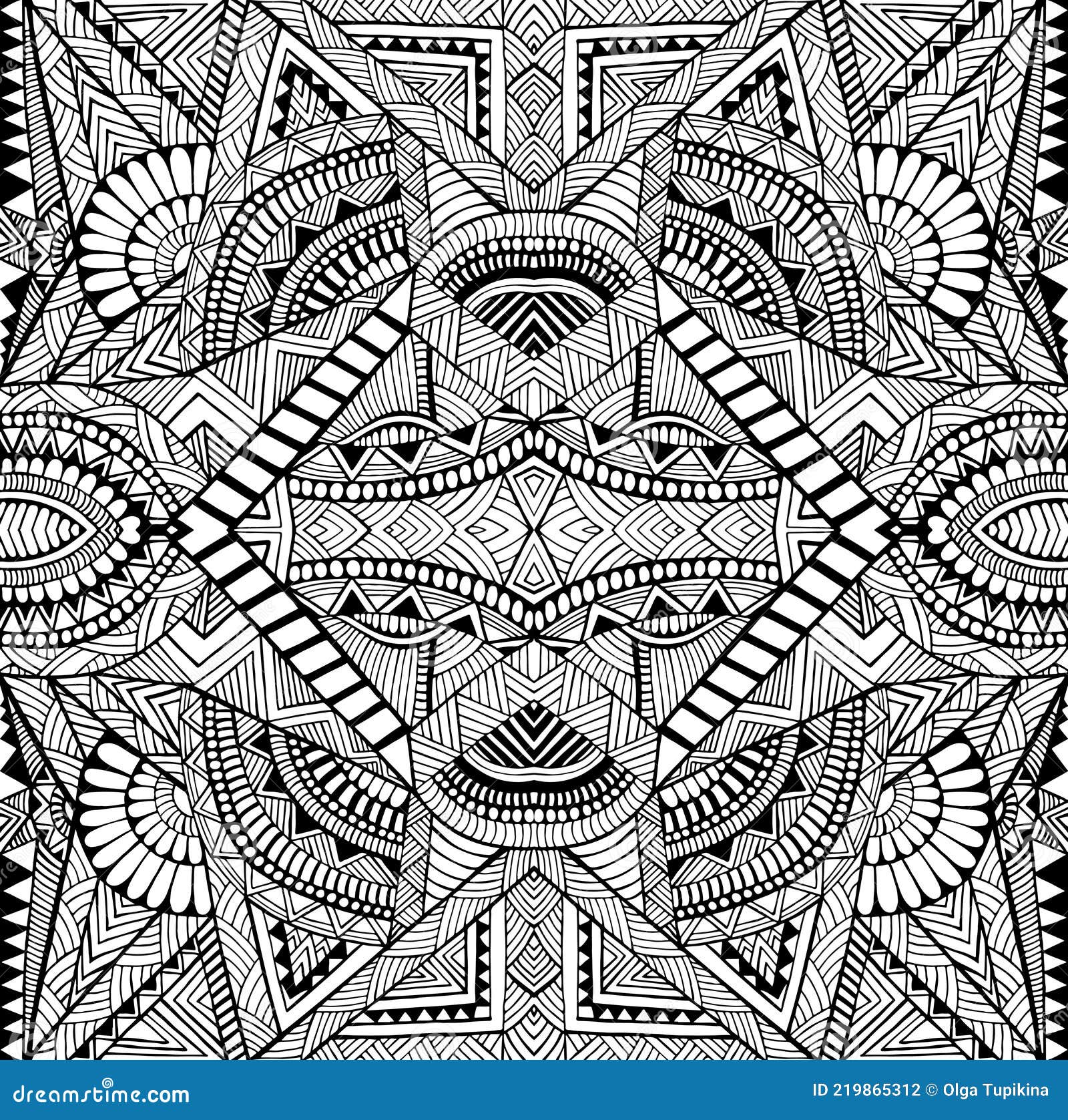 Coloring Page Abstract Pattern with Maze of Ornaments. Psychedelic ...