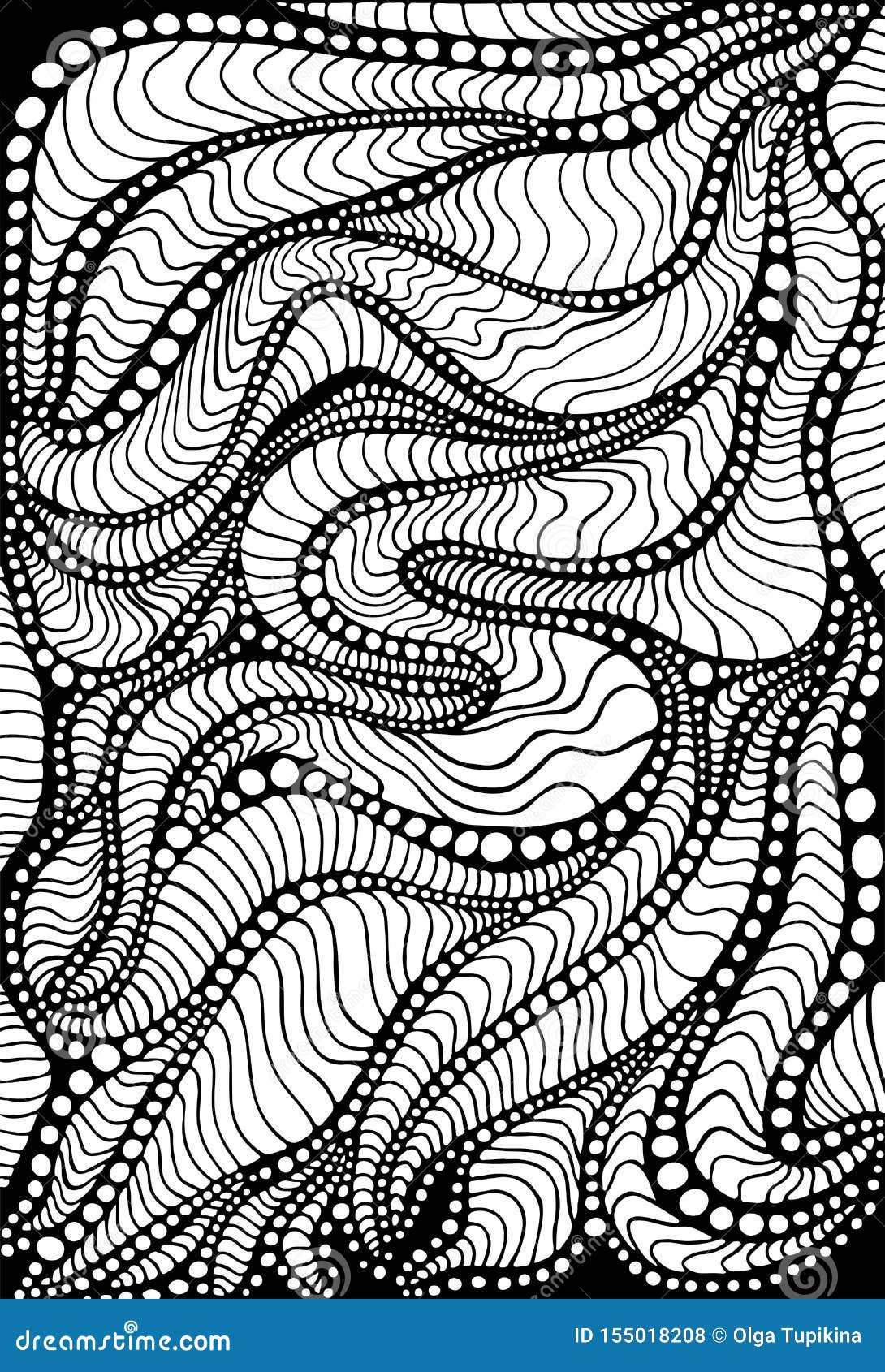 Coloring Page Abstract Pattern, Maze of Ornaments. Psychedelic Waves ...