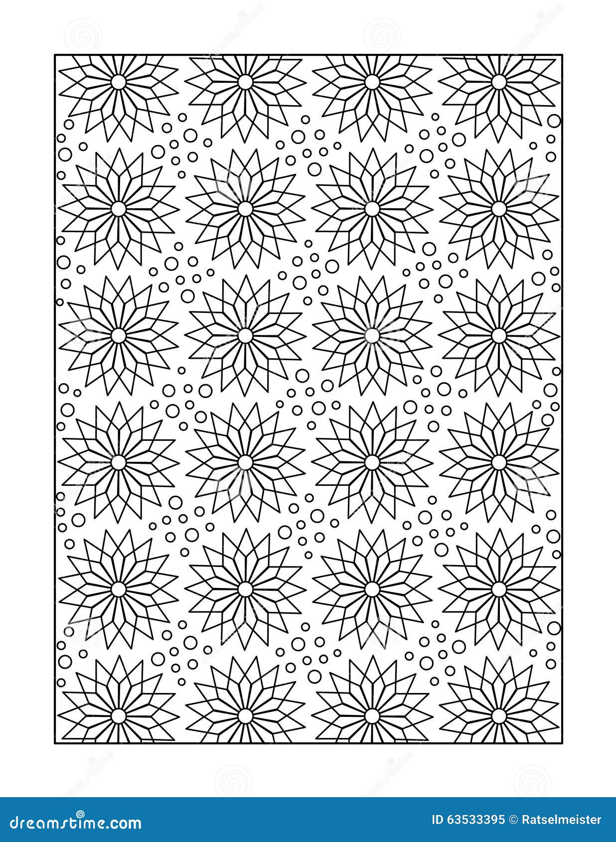 Coloring Page for Adults, or Black and White Ornamental Background