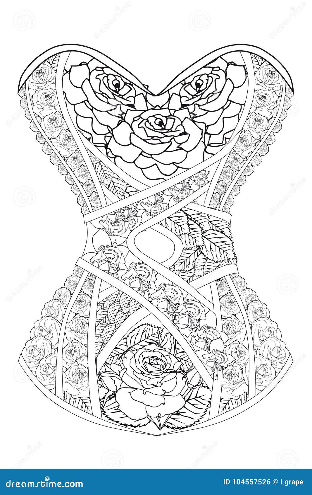 Coloring Page For Adults. Corset With Roses. Stock Vector ...