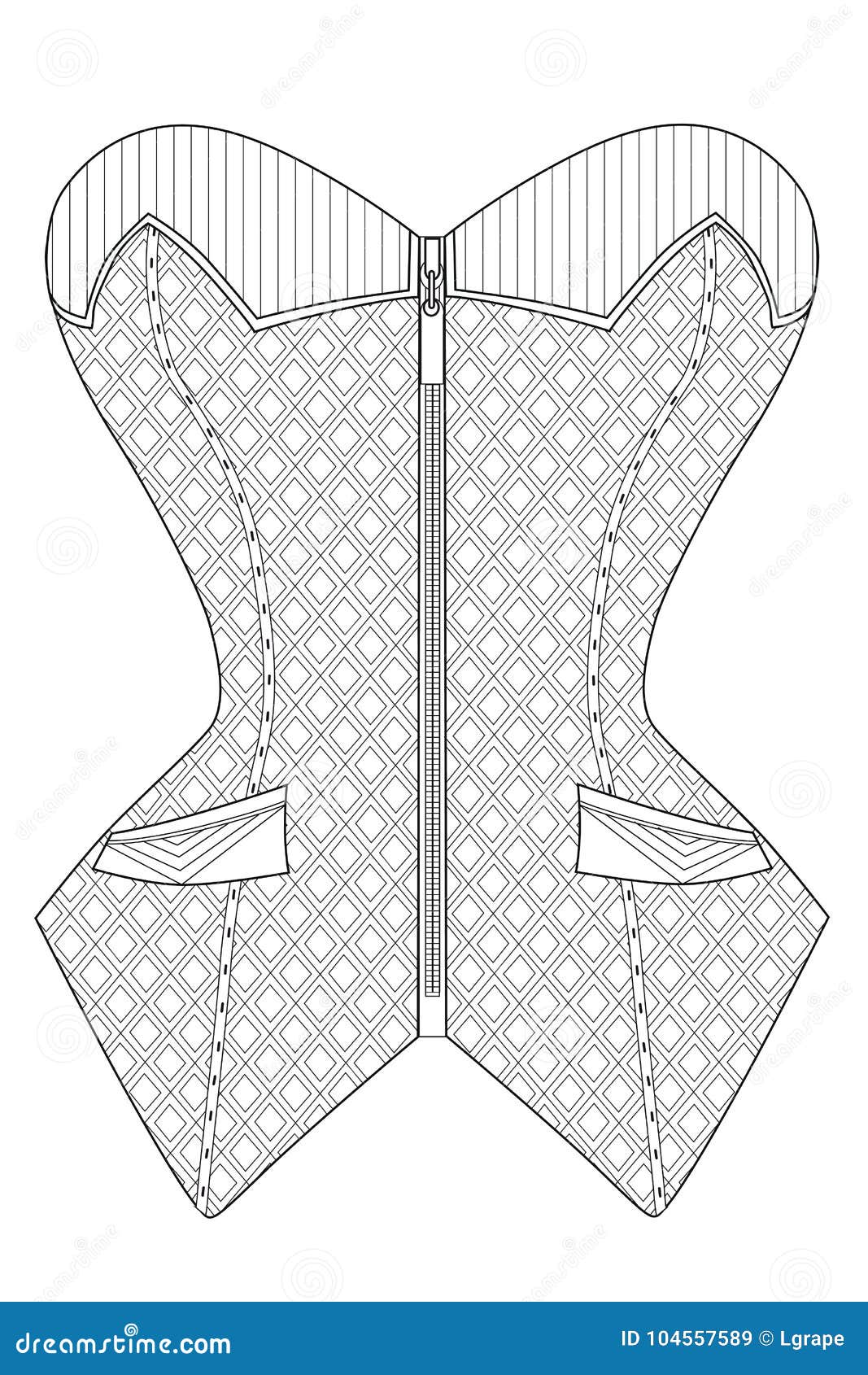 Download Coloring Page For Adults. Plaid Corset. Stock Vector - Illustration of fashion, black: 104557589