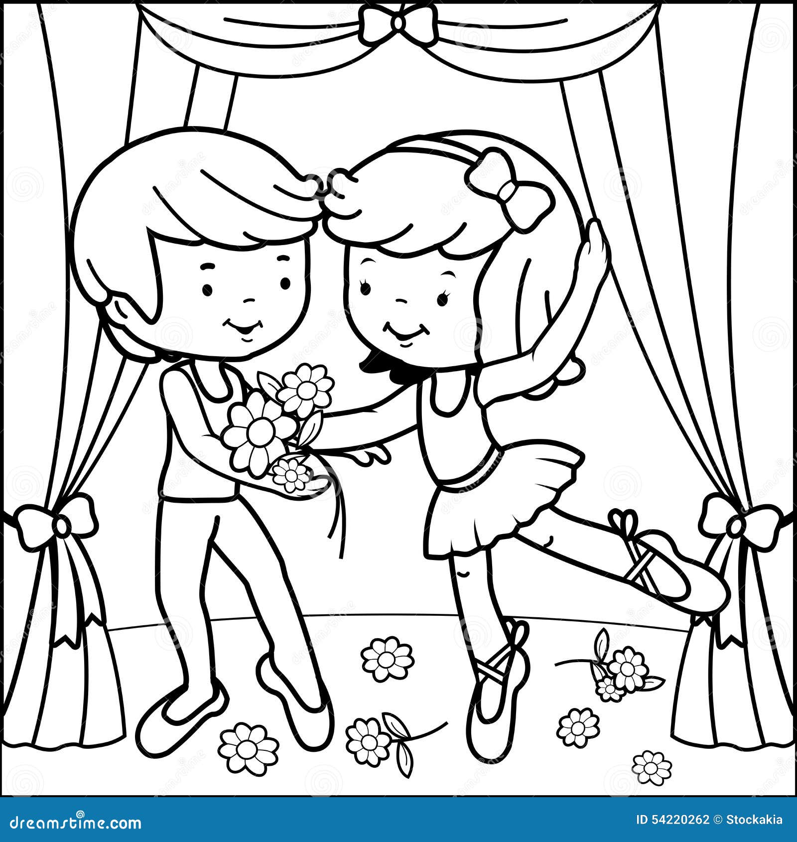 Coloring page ballet dancers