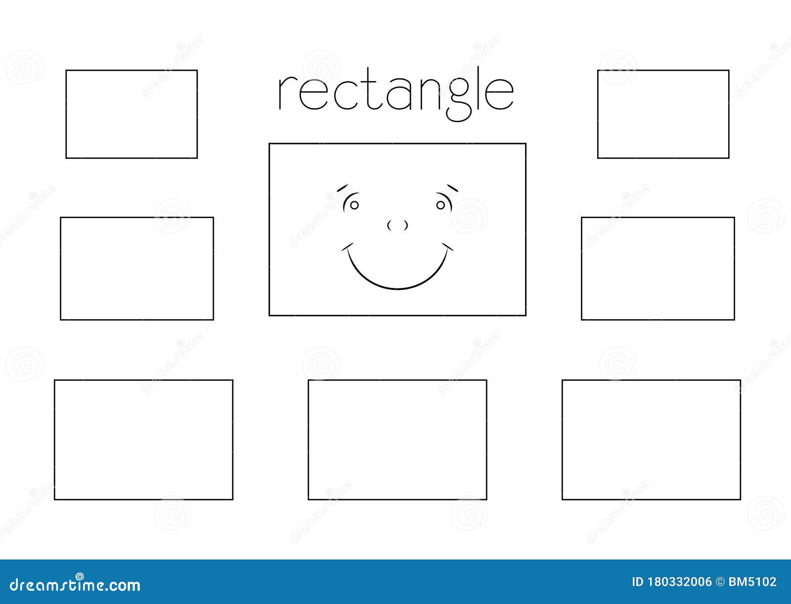 Basic Shapes Coloring Page for Kids, Cartoon Rectangle with Face Stock  Illustration - Illustration of page, cartoon: 180332006