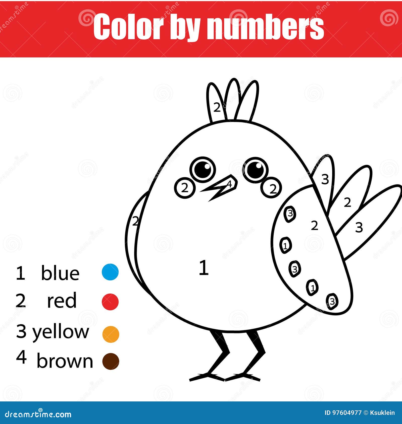 Free Printable Math Coloring by Number - Bird