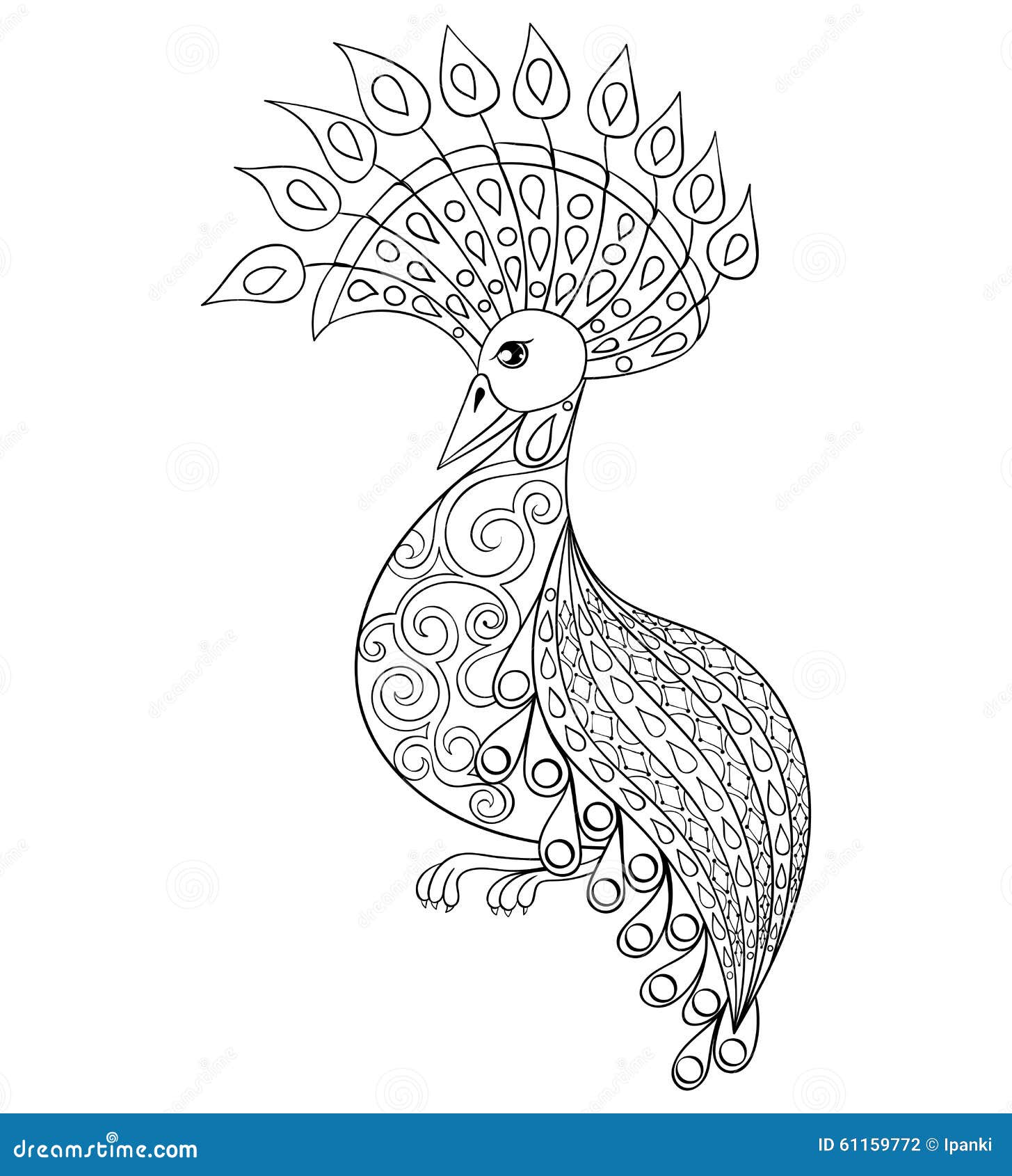 Coloring page with Bird zentangle illustartion bird for adult