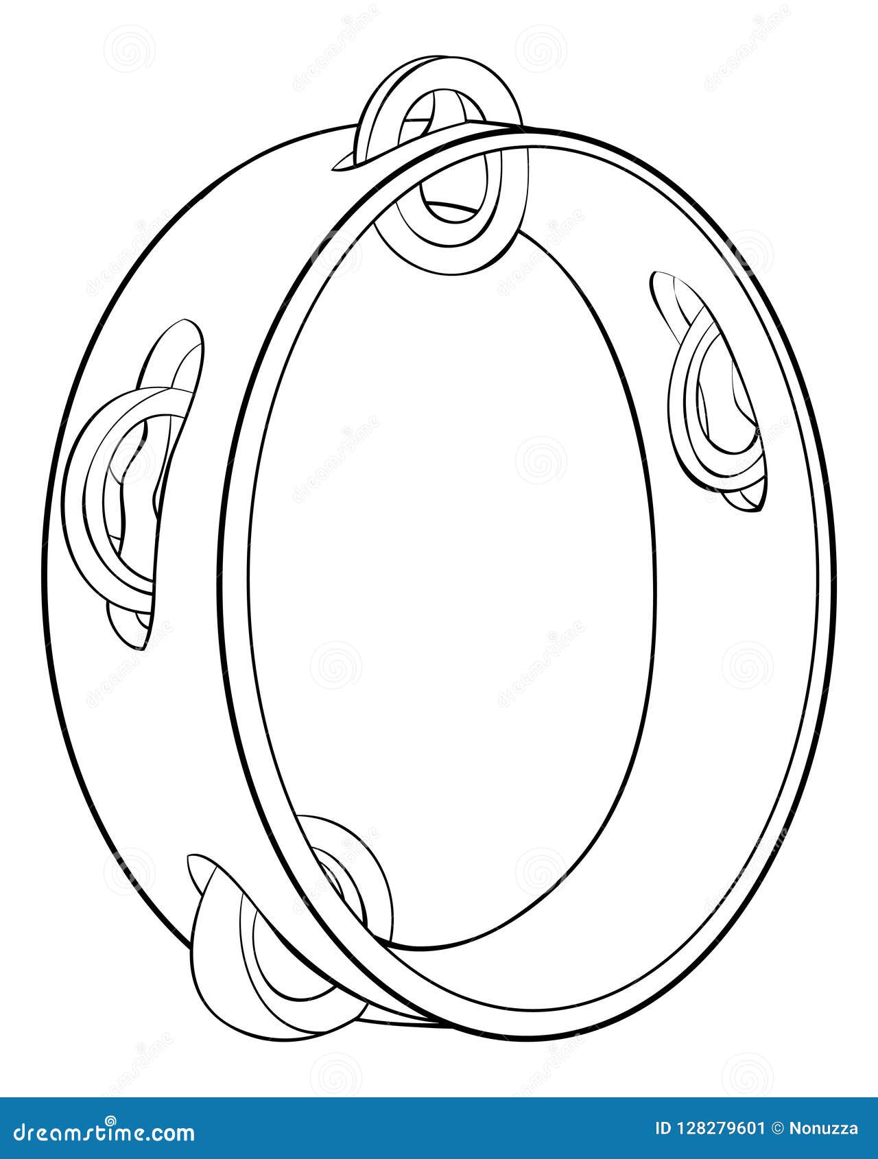 Coloring Page,book the Tambourine Image for Children,line Art Style