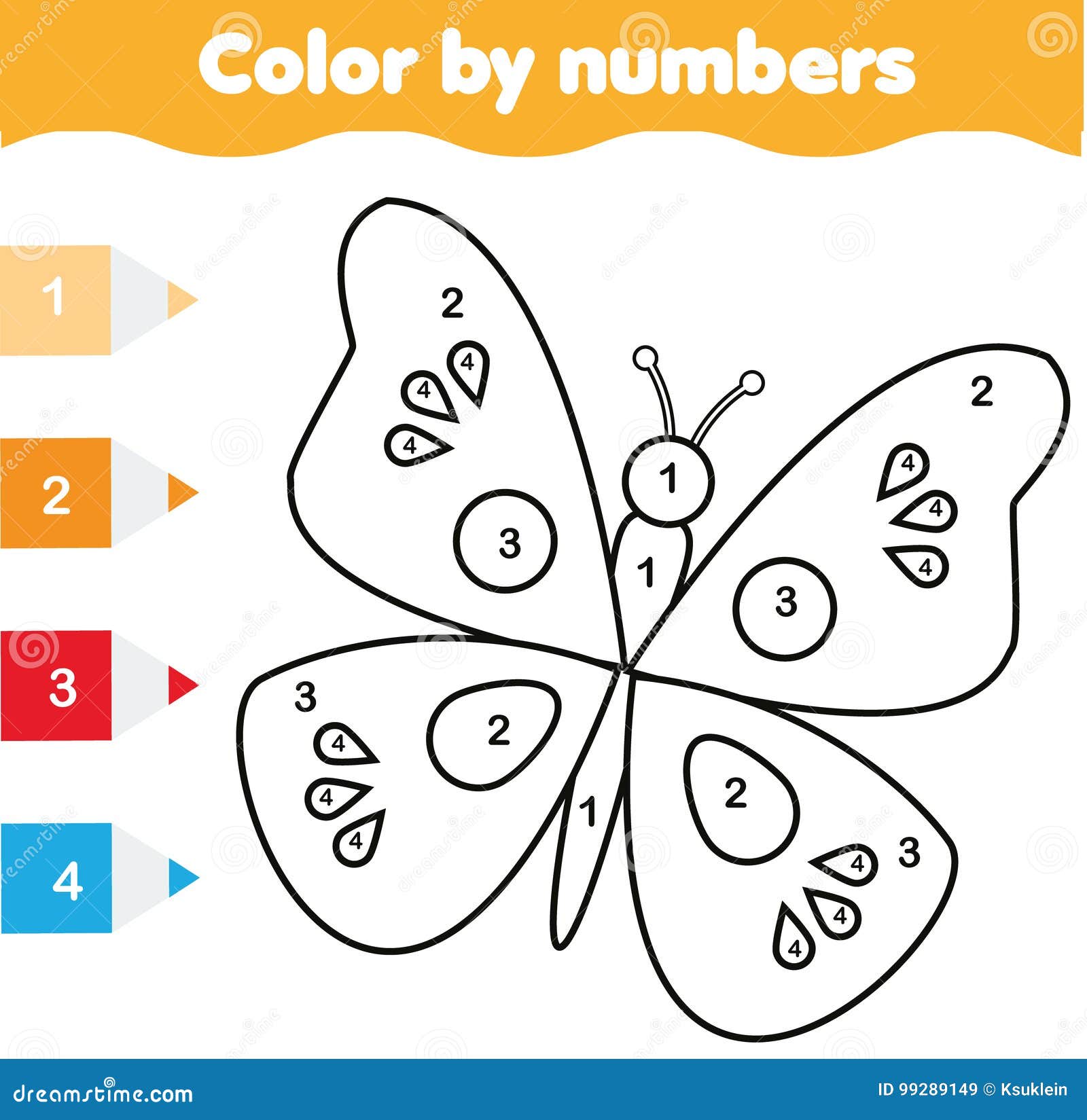 Coloring Page Butterfly Color By Numbers Stock Vector (Royalty