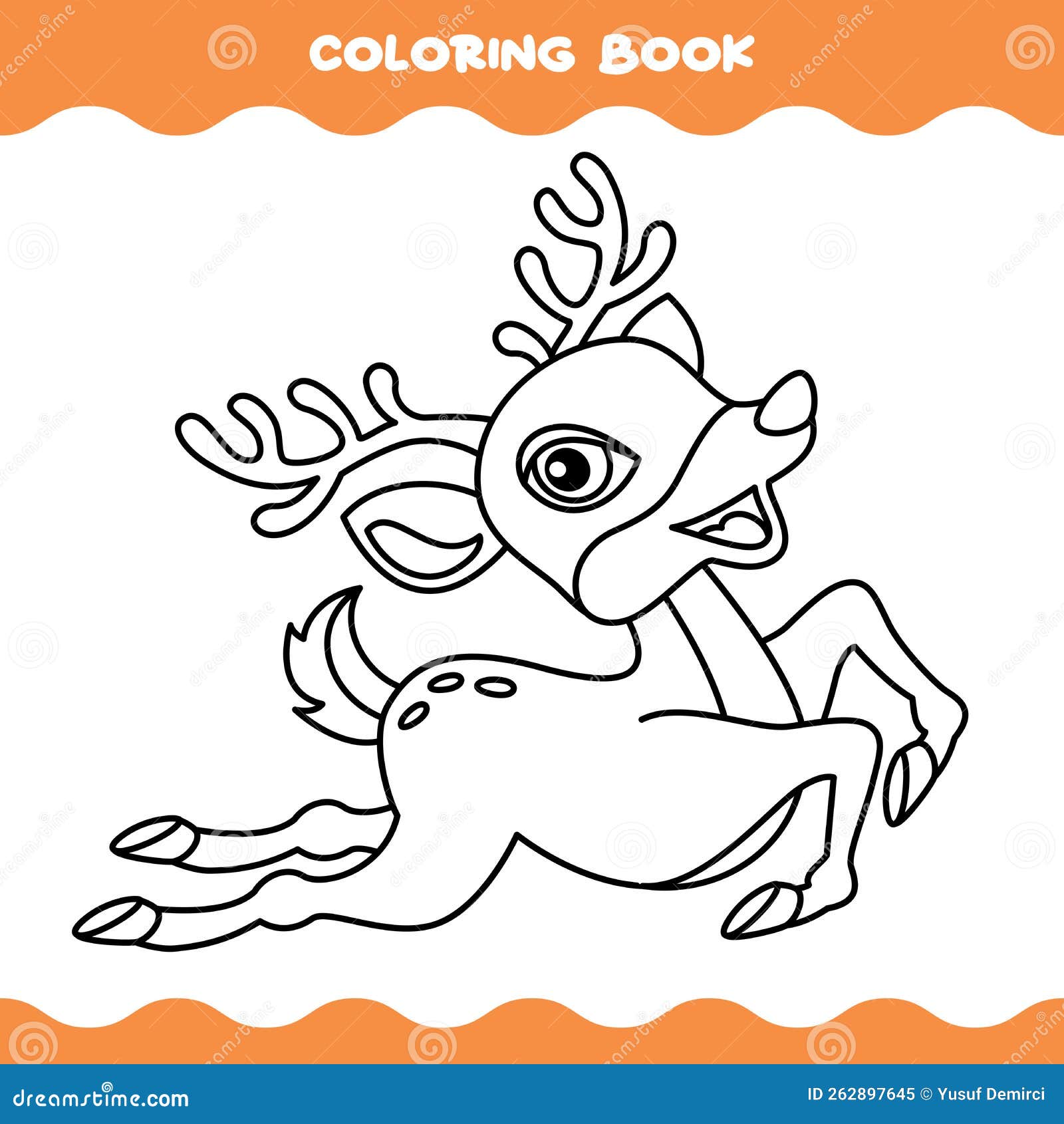 Coloring Page with Cartoon Deer Stock Illustration - Illustration of education, animal: 262897645
