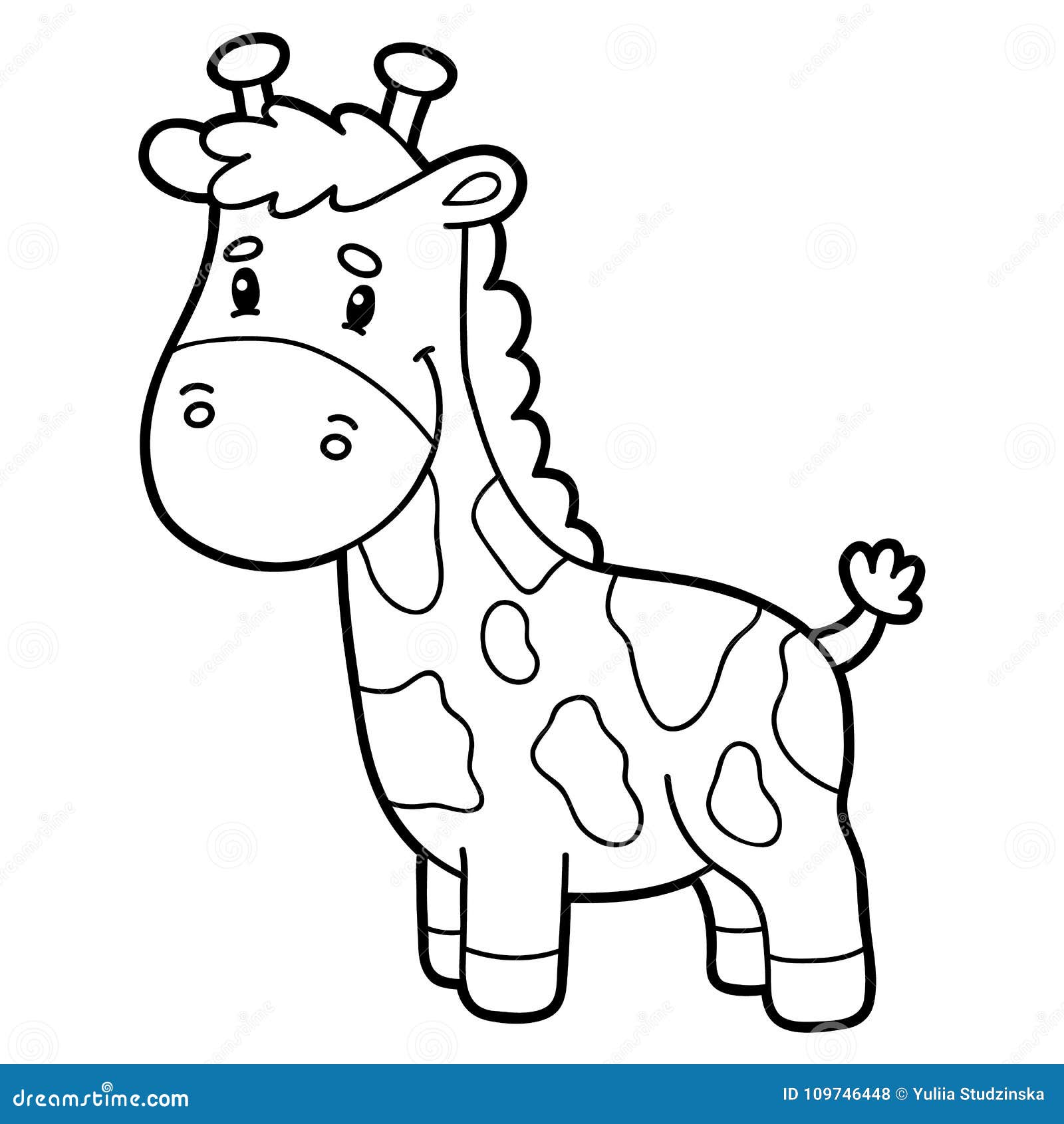 Coloring Page Cartoon Giraffe Stock Vector   Illustration of ...