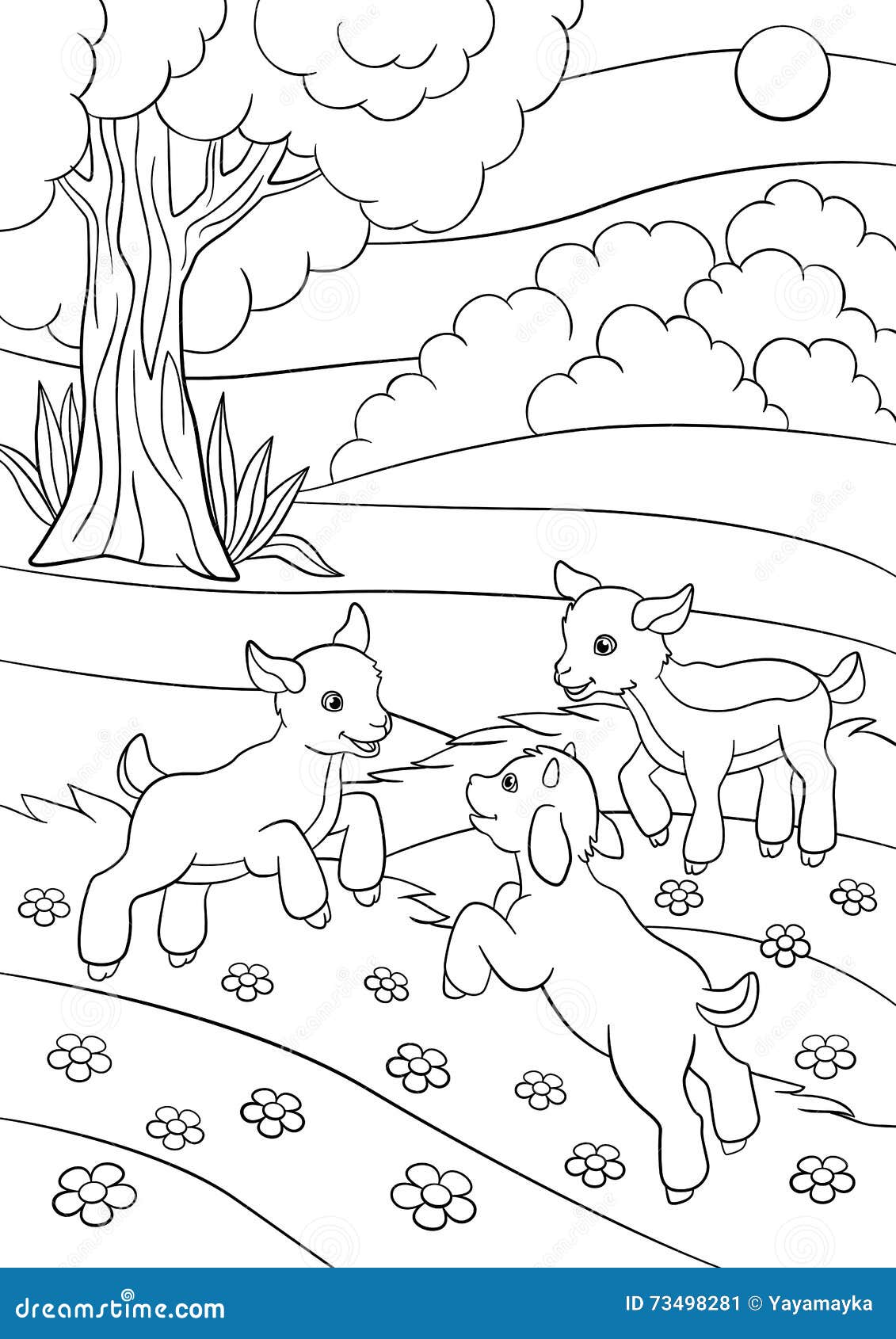 Coloring Page. Color Me Goat. Little Cute Baby Goat. Stock Vector ...