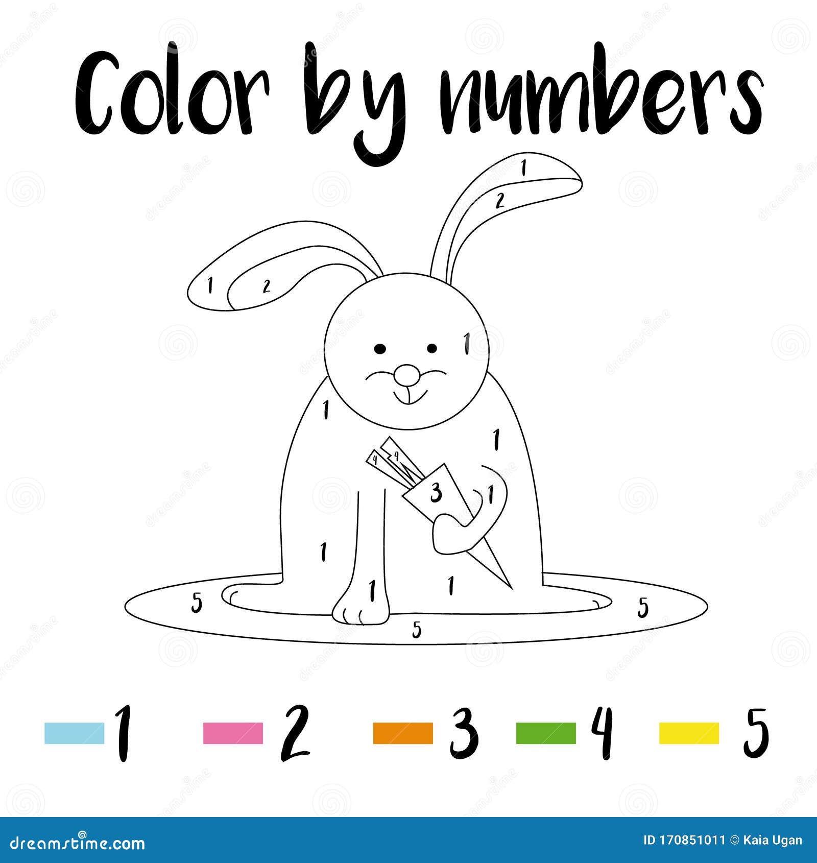 Coloring Page. Color by Numbers Educational Children Game, Drawing Kids  Activity, Printable Sheet. Animals Theme Stock Vector - Illustration of  activity, kindergarten: 170851011