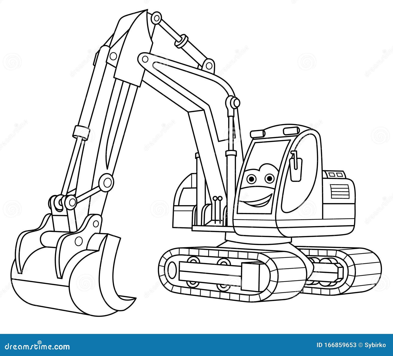 Coloring Page with Excavator Stock Vector   Illustration of ...