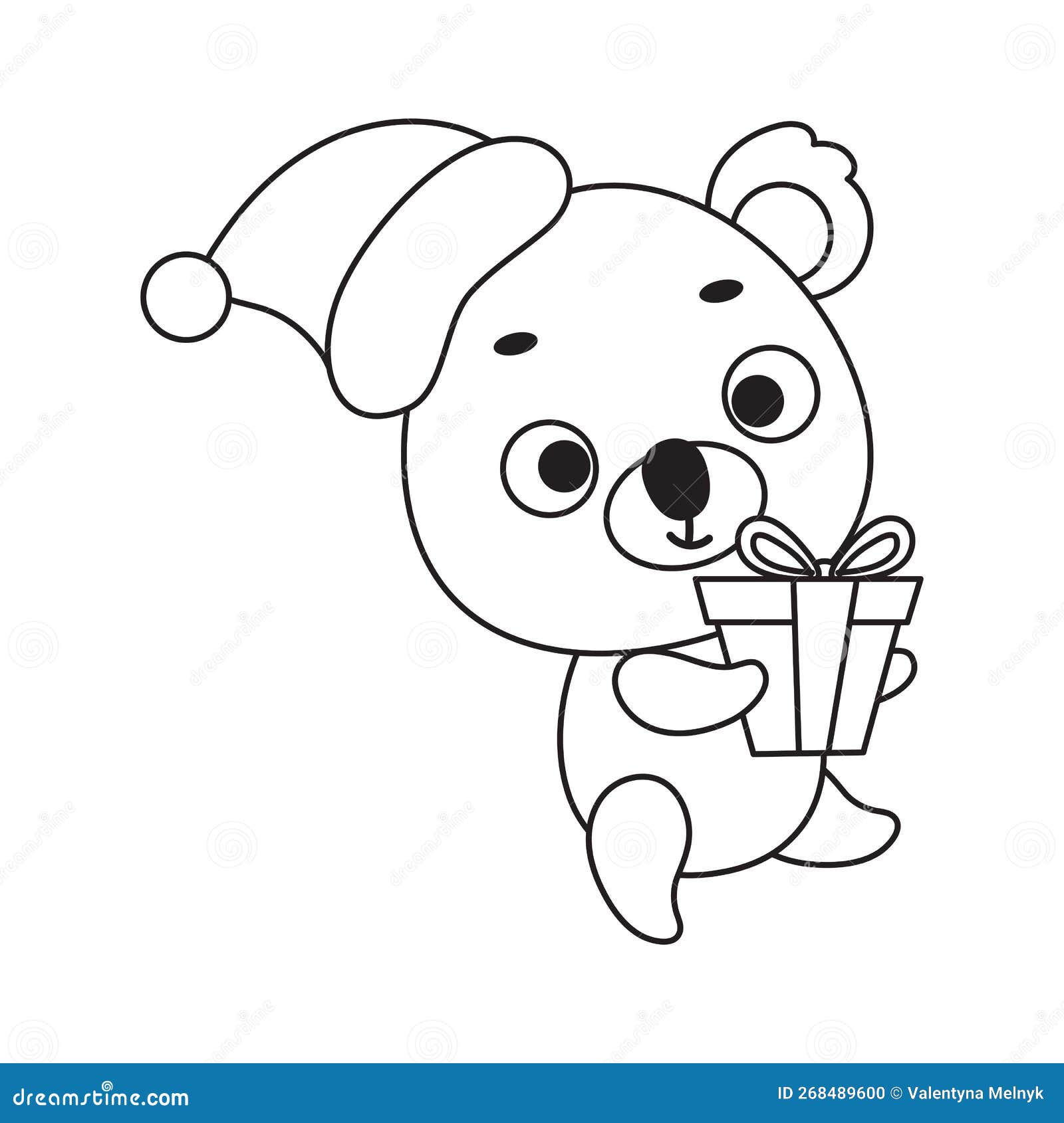 Coloring Page Cute Little Koala Carries Gift Box. Coloring Book for ...