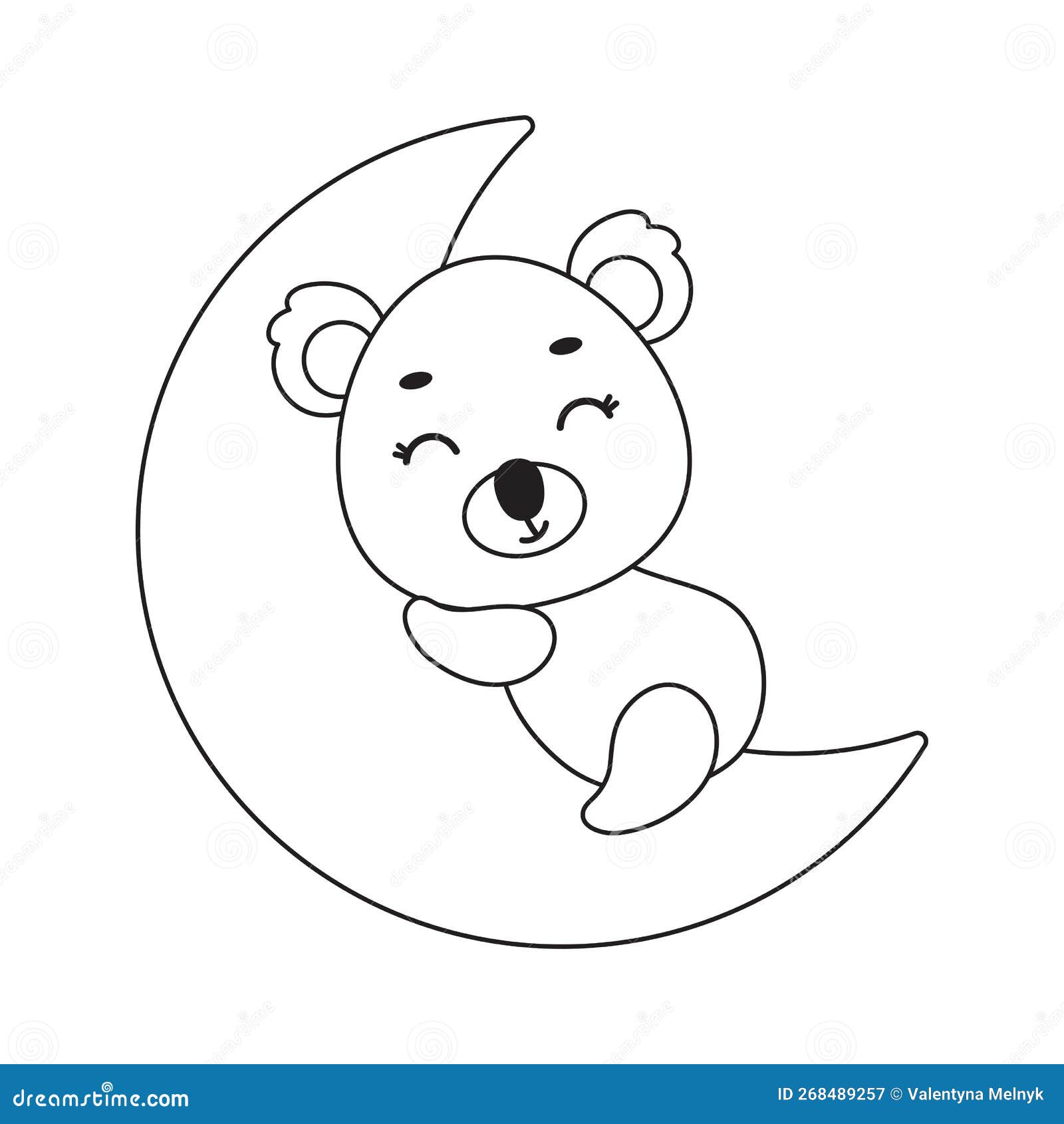 Coloring Page Cute Little Koala Sleeping on Moon. Coloring Book for ...