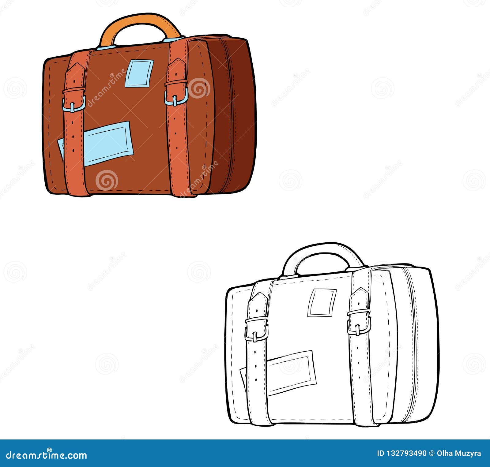 Download Coloring Page With Example - Line Art Travel Bag Stock Vector - Illustration of tropic, city ...