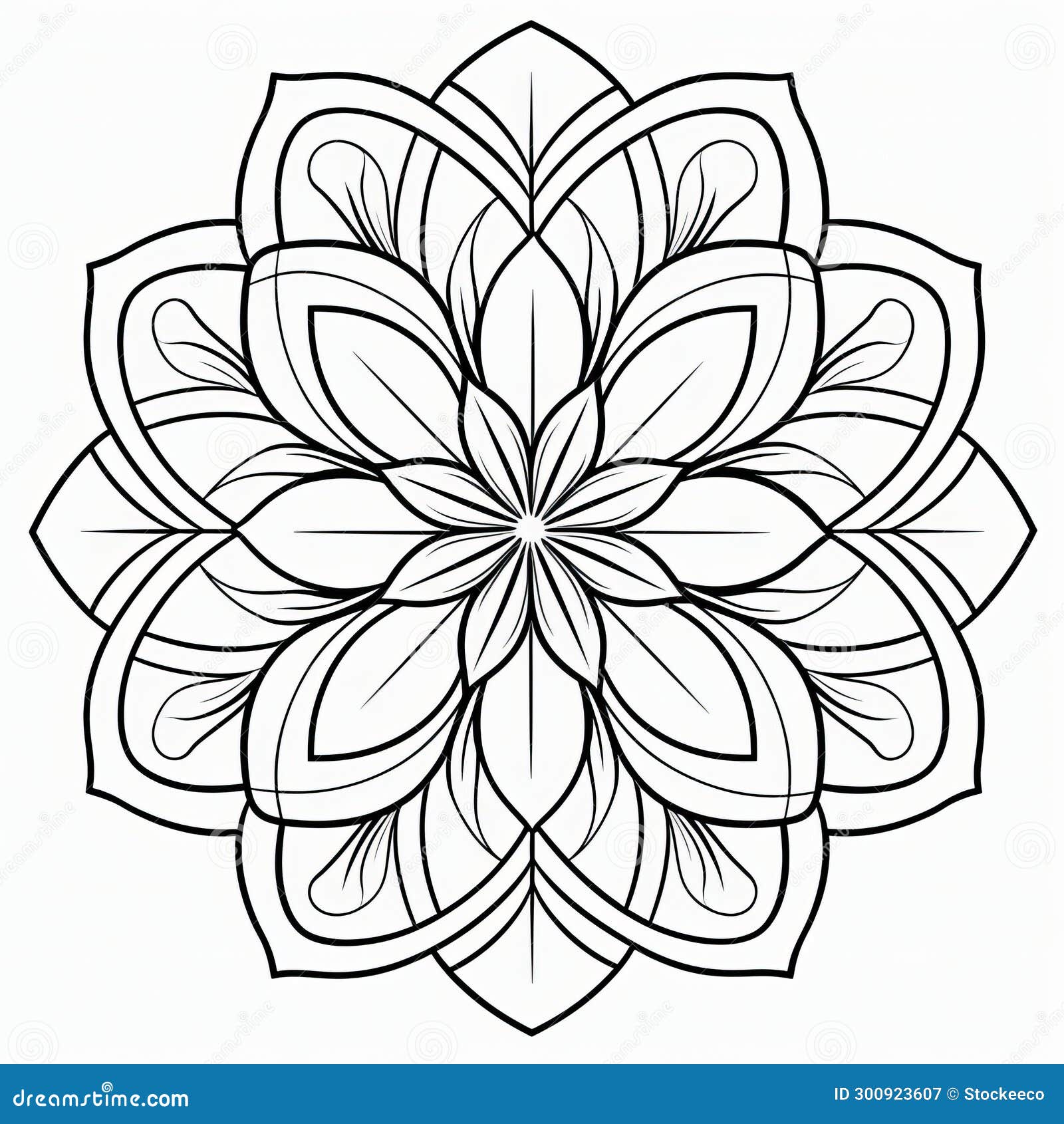 Flower Mandala Coloring Page with Subtle Tonalities Stock Illustration ...