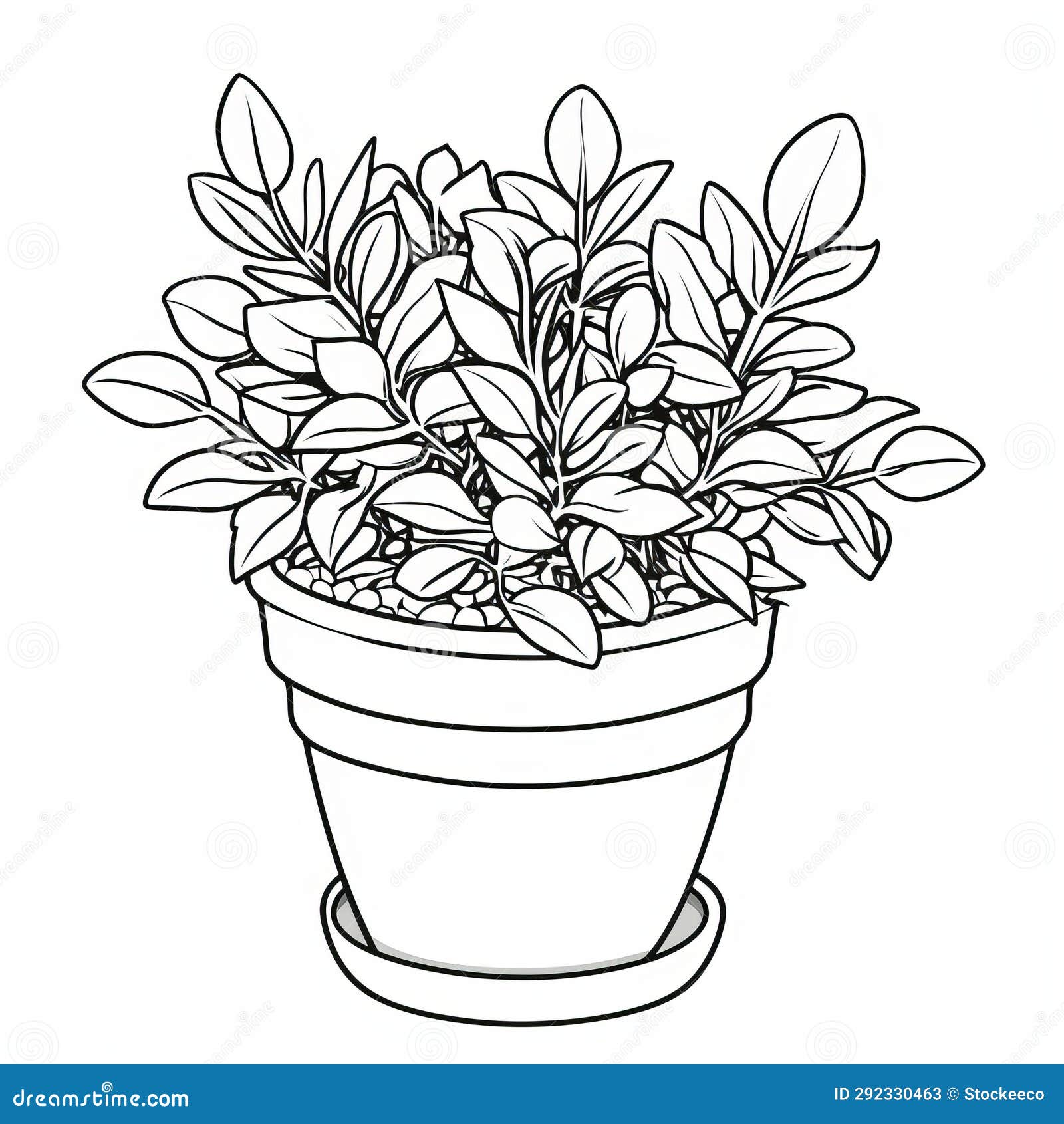 Highly Detailed Plant in Pot Coloring Page with Bunnycore Style Stock ...