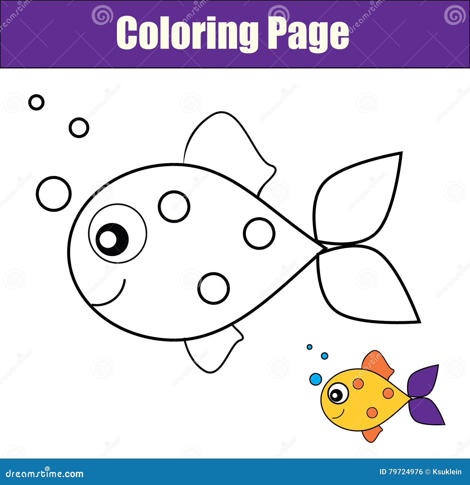 Coloring Page With Fish Educational Game Printable