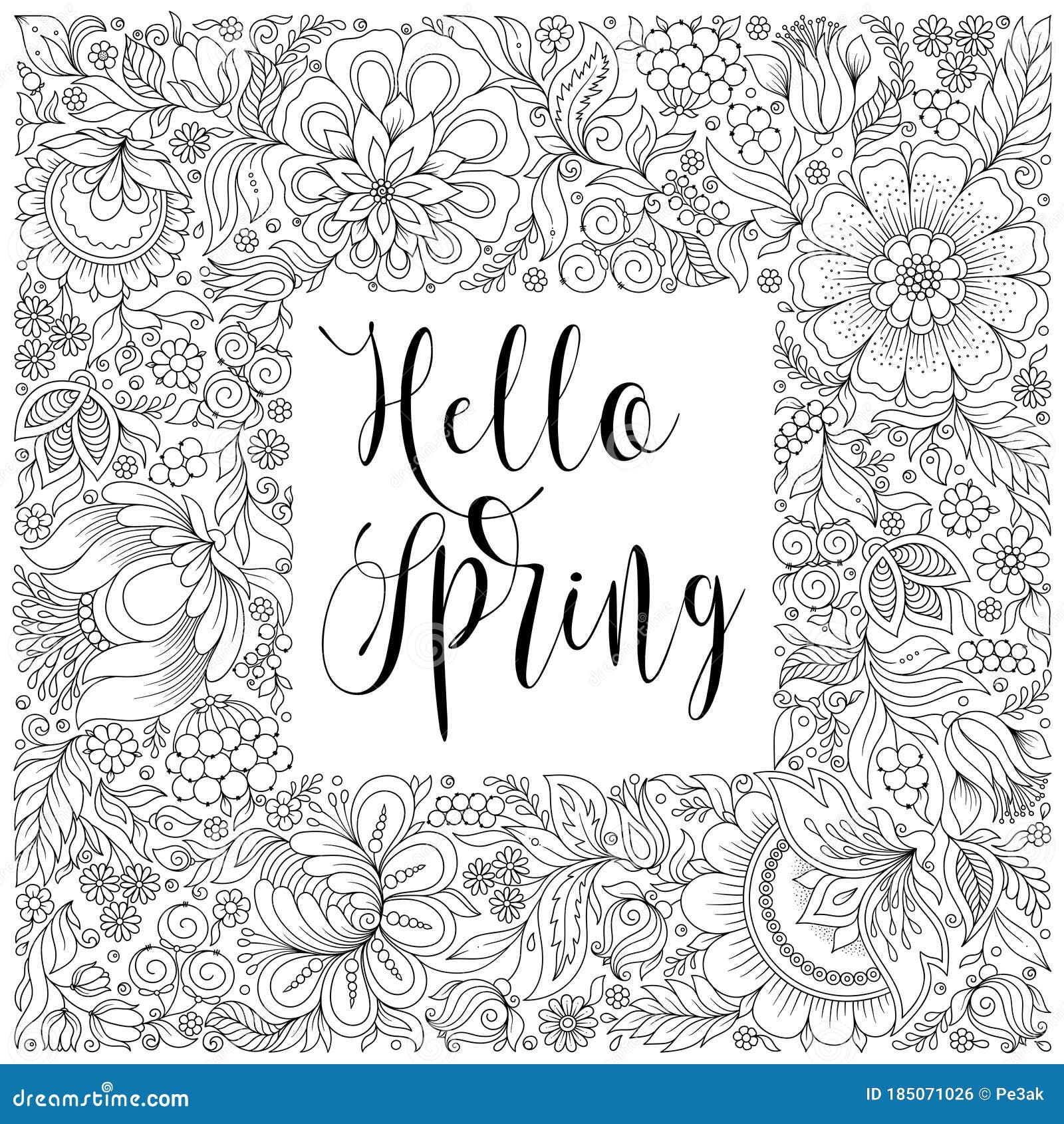 coloring page with flowers pattern