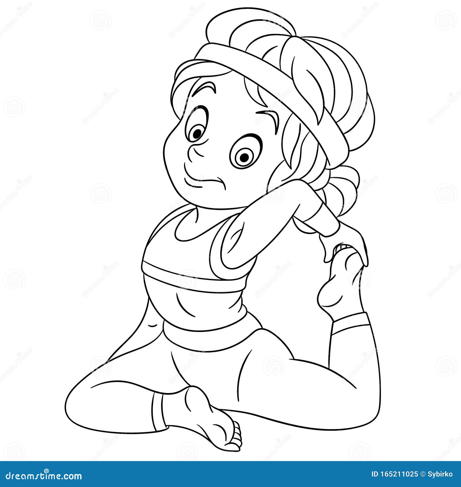 Coloring Page with Girl Practicing Yoga Stock Vector ...