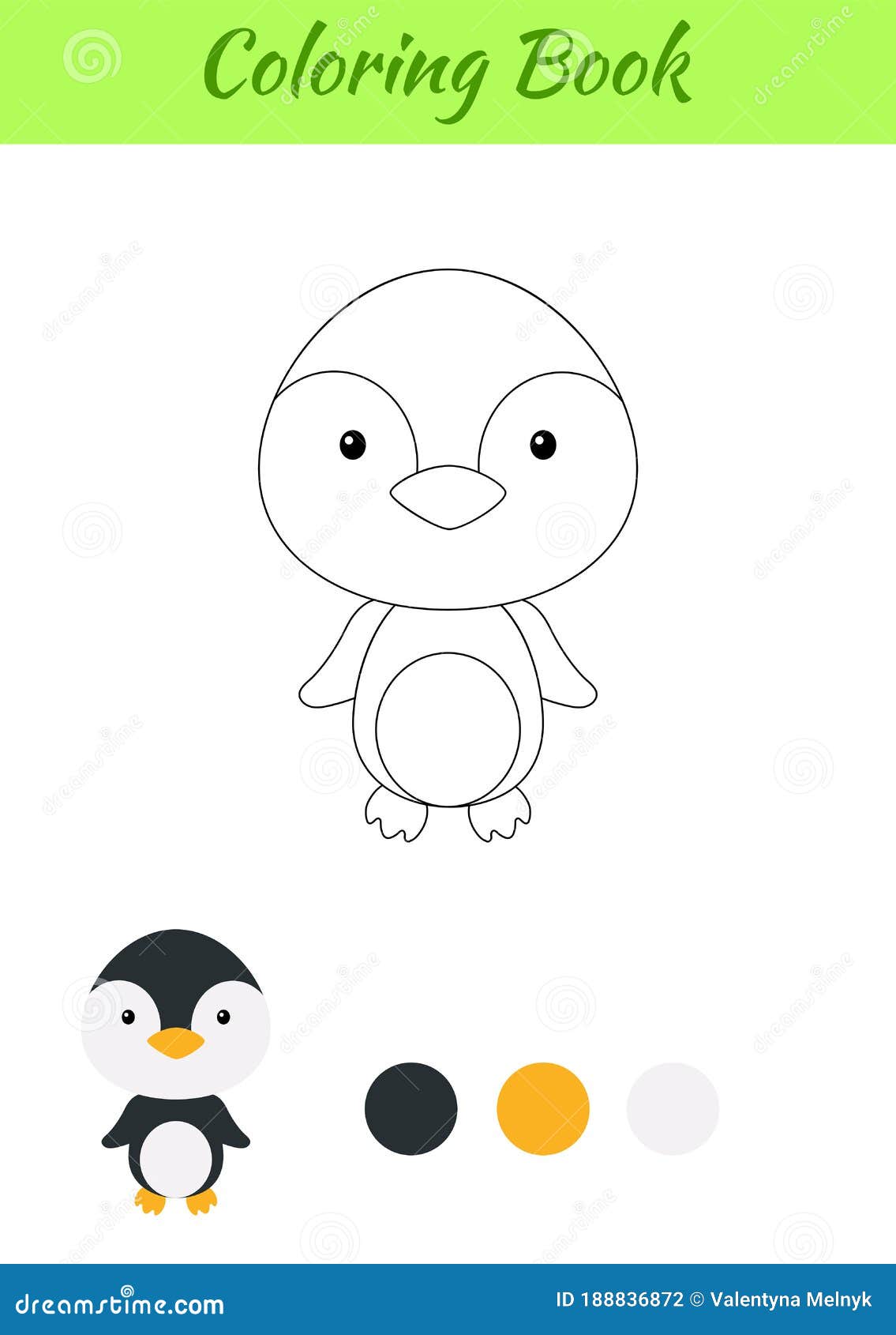 Coloring Page Happy Little Baby Penguin. Printable Coloring Book ...