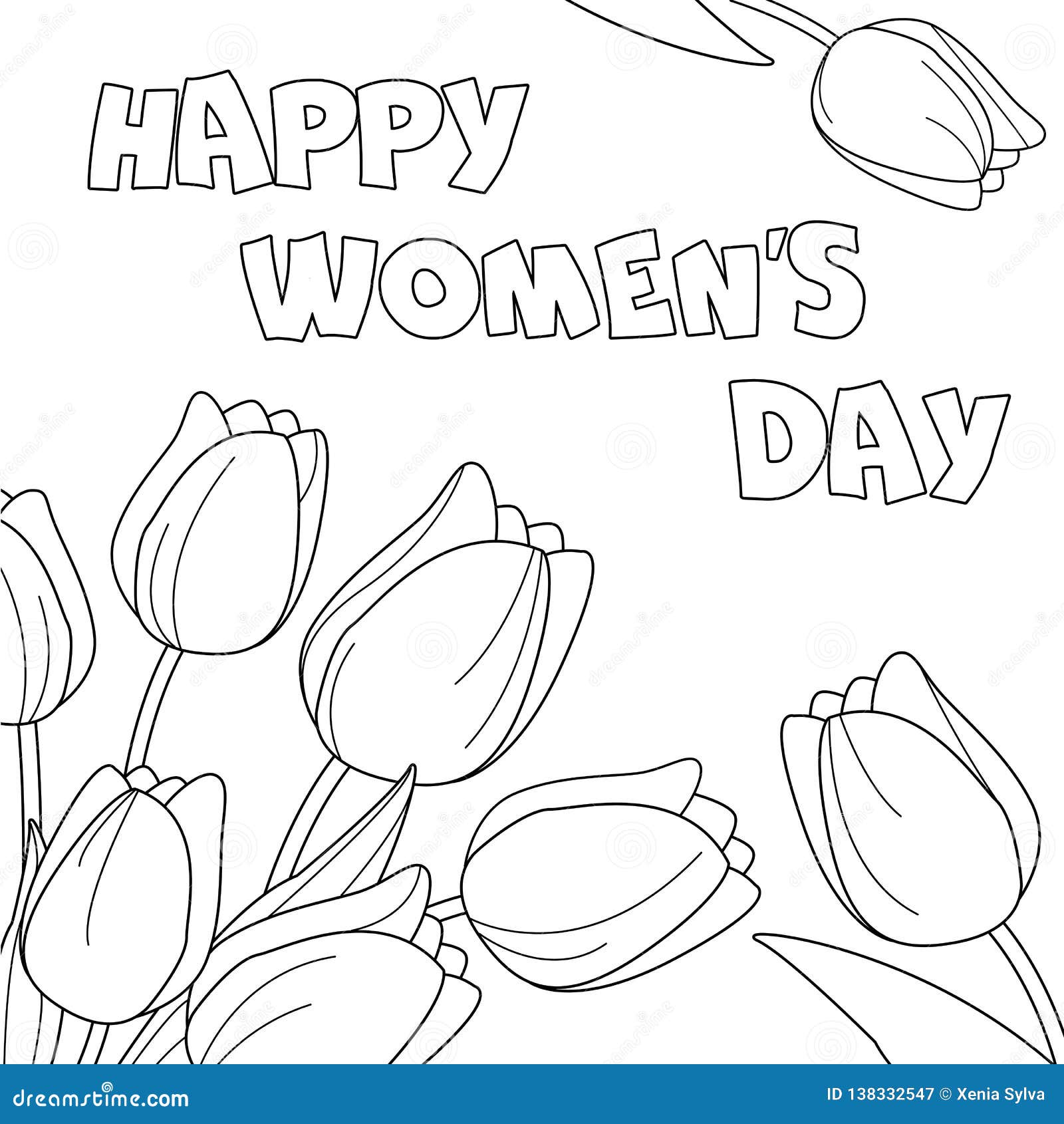 Download Coloring Page `Happy Women`s Day`. Stock Vector ...