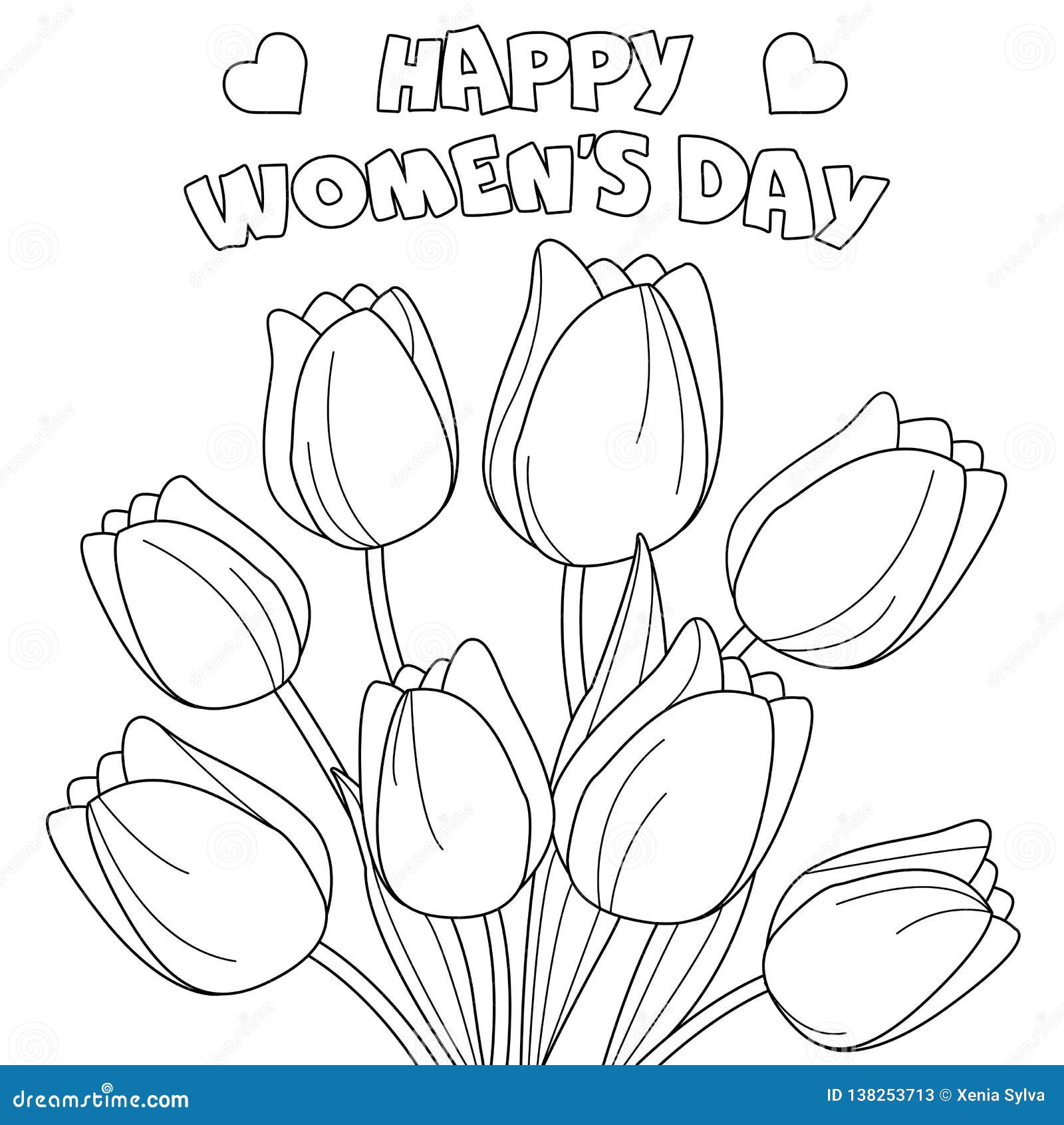 Download Coloring Page `Happy Women`s Day`. Stock Vector ...