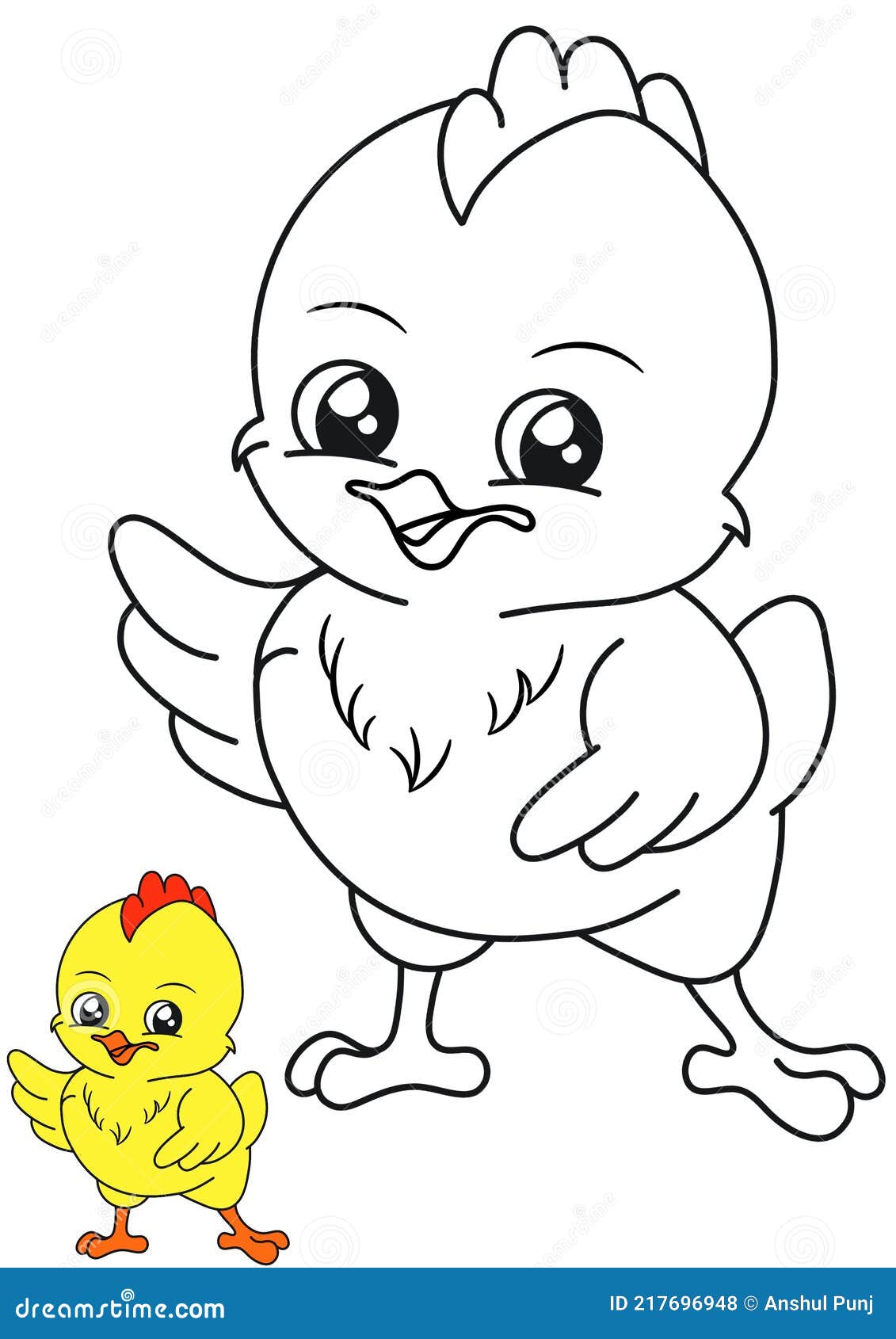 Coloring Page Illustration with Cute Cartoon Chicken Baby. Chick. Farm  Animals. Printable. Hand-drawn Image. Cartoon Drawing Stock Illustration -  Illustration of kindergarten, line: 217696948