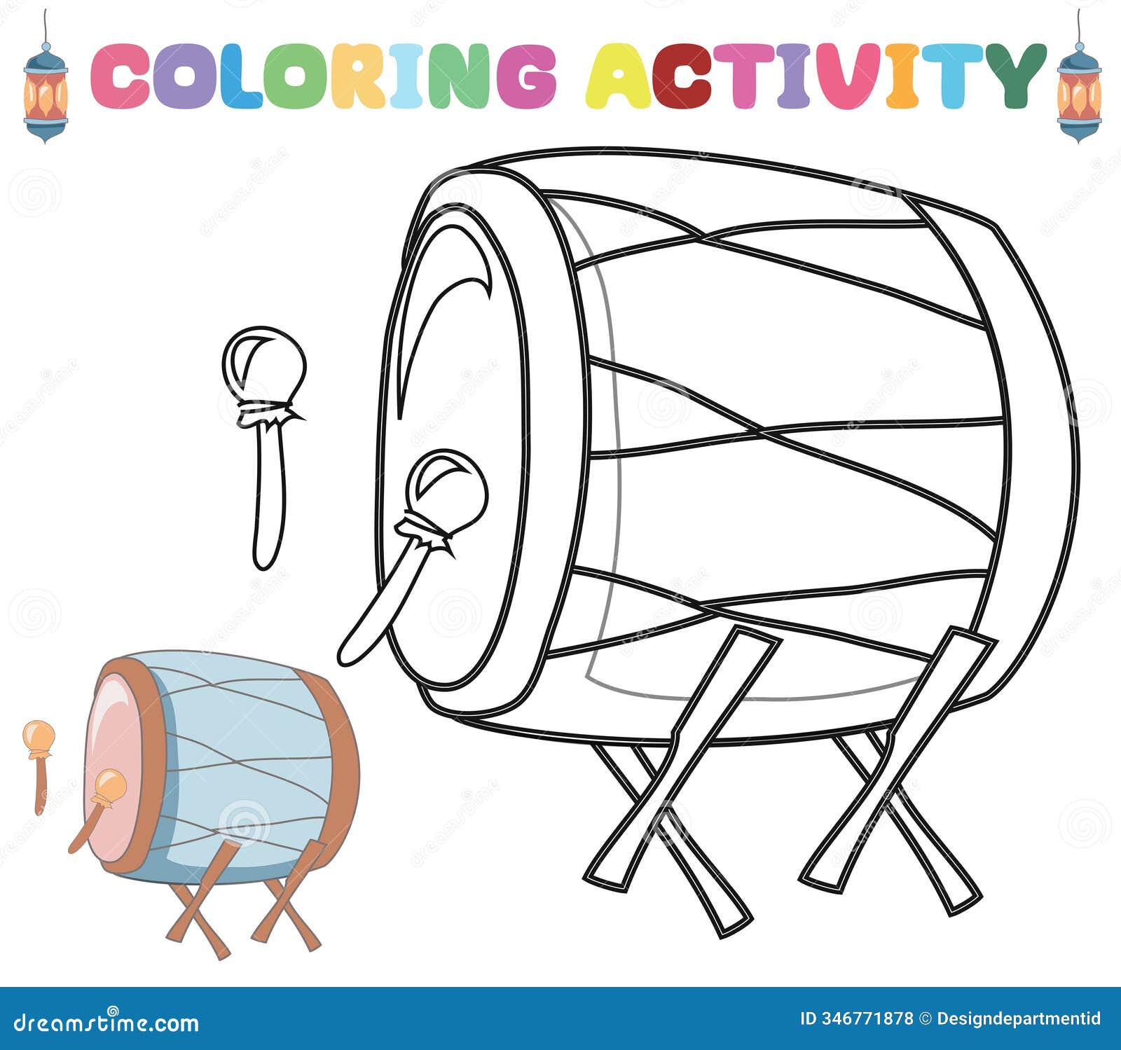 Islamic Coloring Page for Adults and Kids Stock Illustration