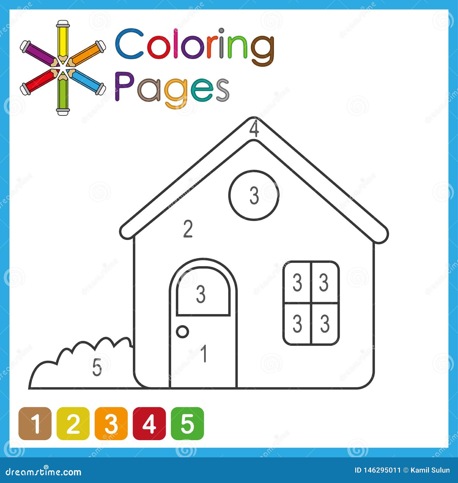 Coloring Page for Kids, Color the Parts of the Object According To