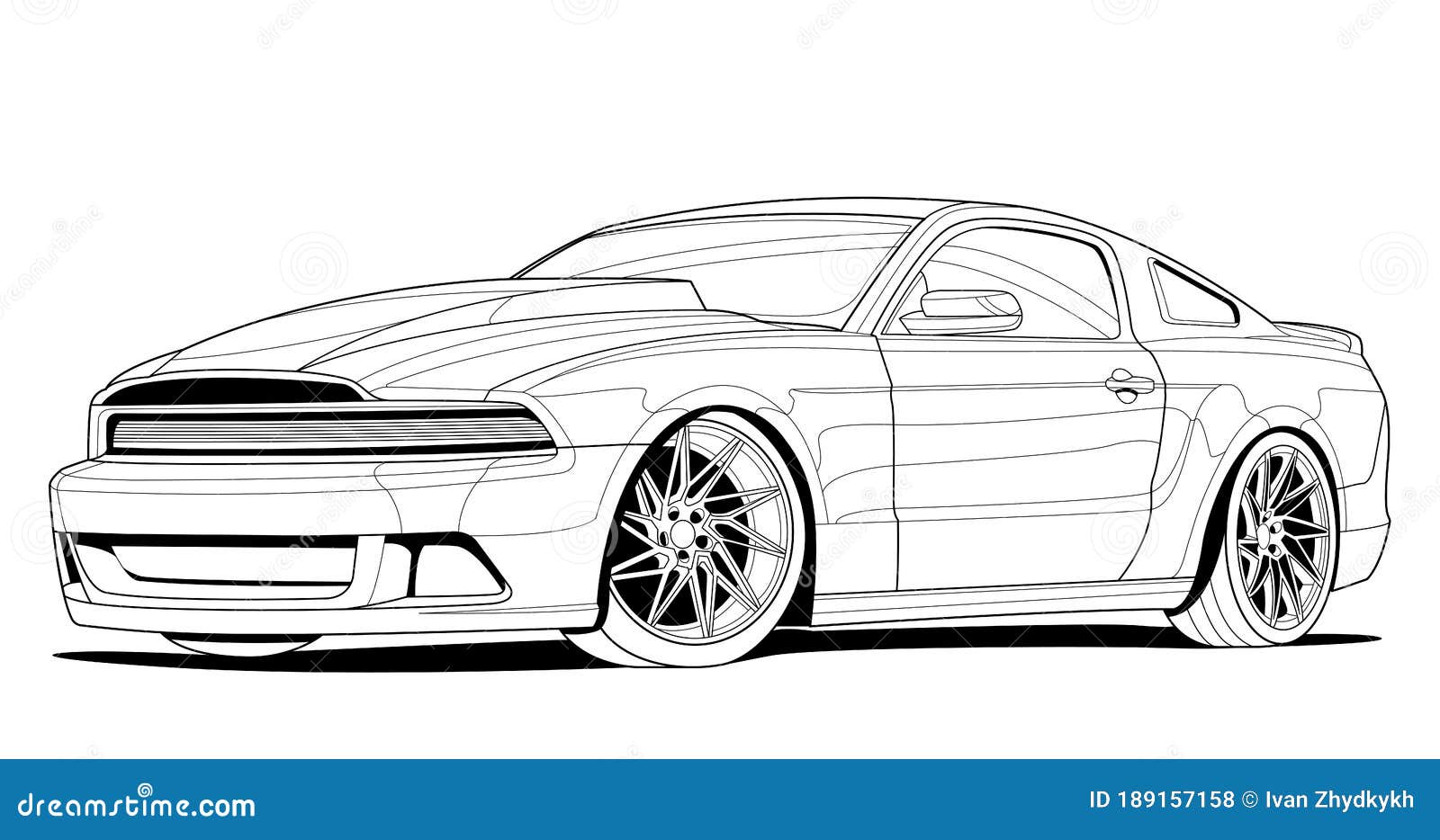 Coloring Page Line Art for Book. Car Vector Illustration. Black Contour ...