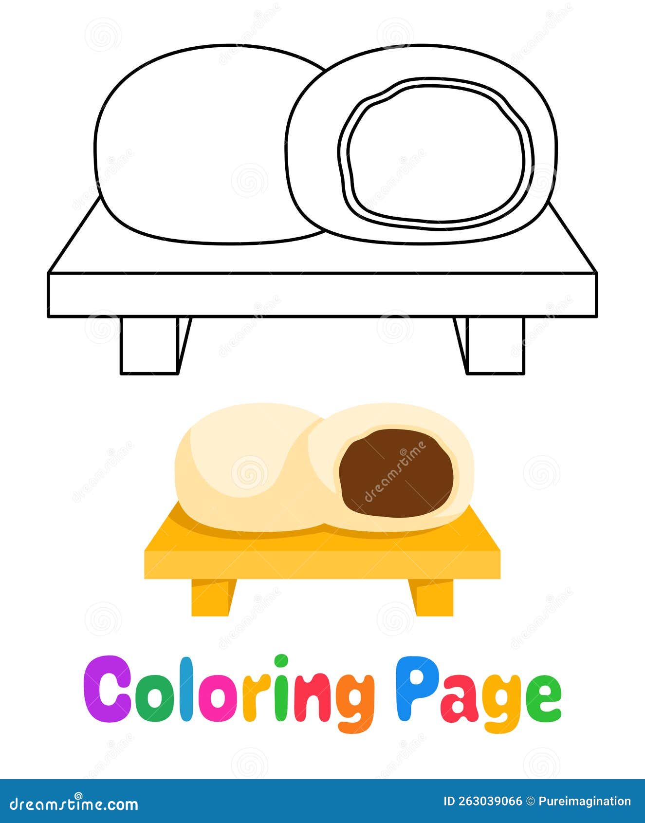 Coloring Page with Mochi for Kids Stock Vector - Illustration of ...