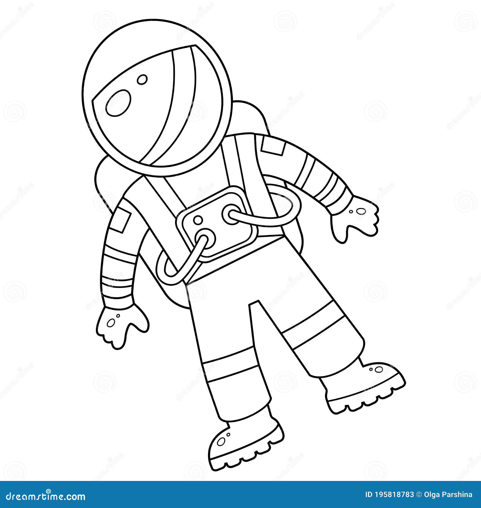 Coloring Page Outline of a Cartoon Astronaut in Spacesuit. Space ...