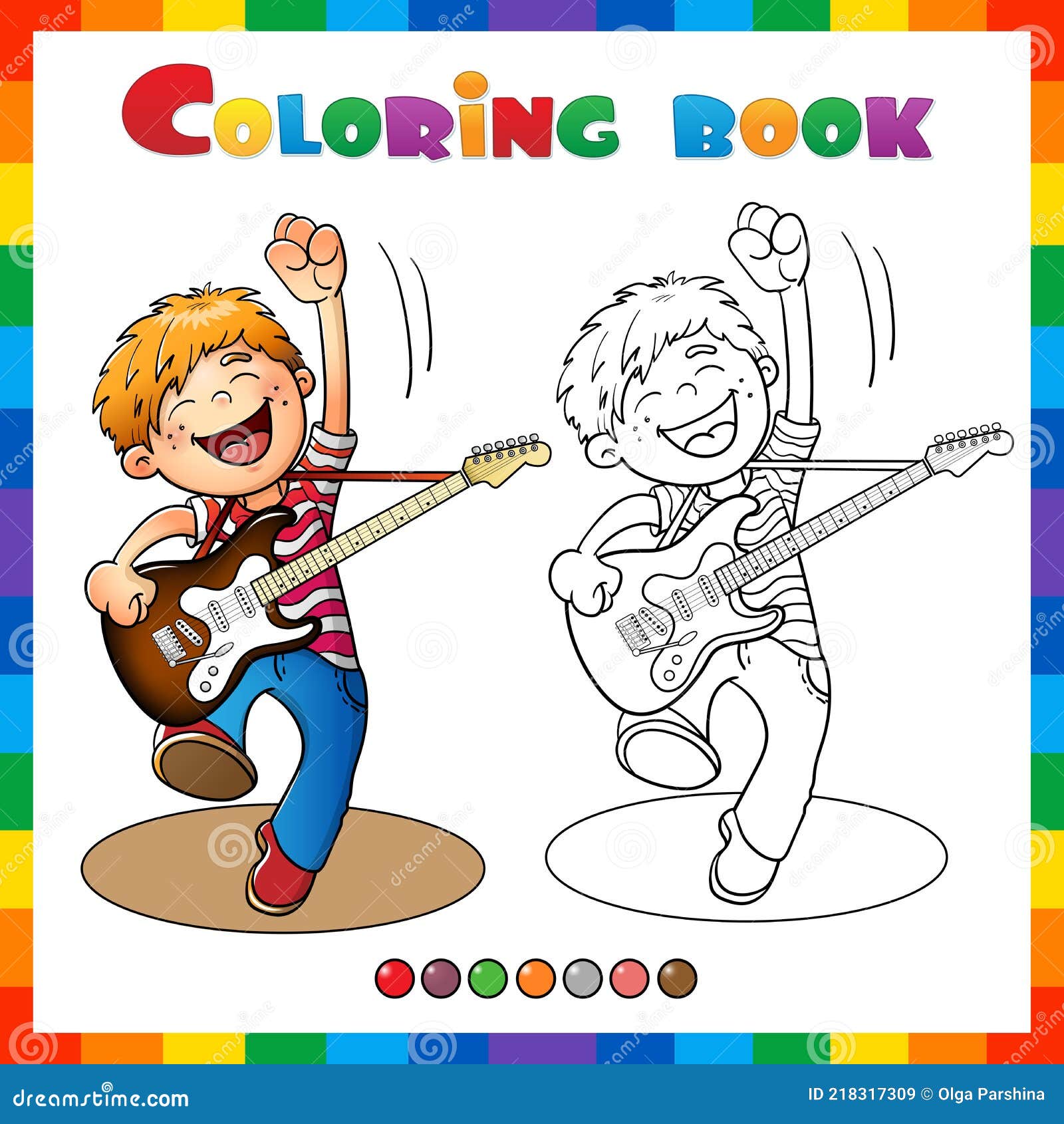 Coloring Page Outline of Cartoon Boy with a Guitar. Coloring Book for Kids  Stock Vector - Illustration of childish, concert: 218317309