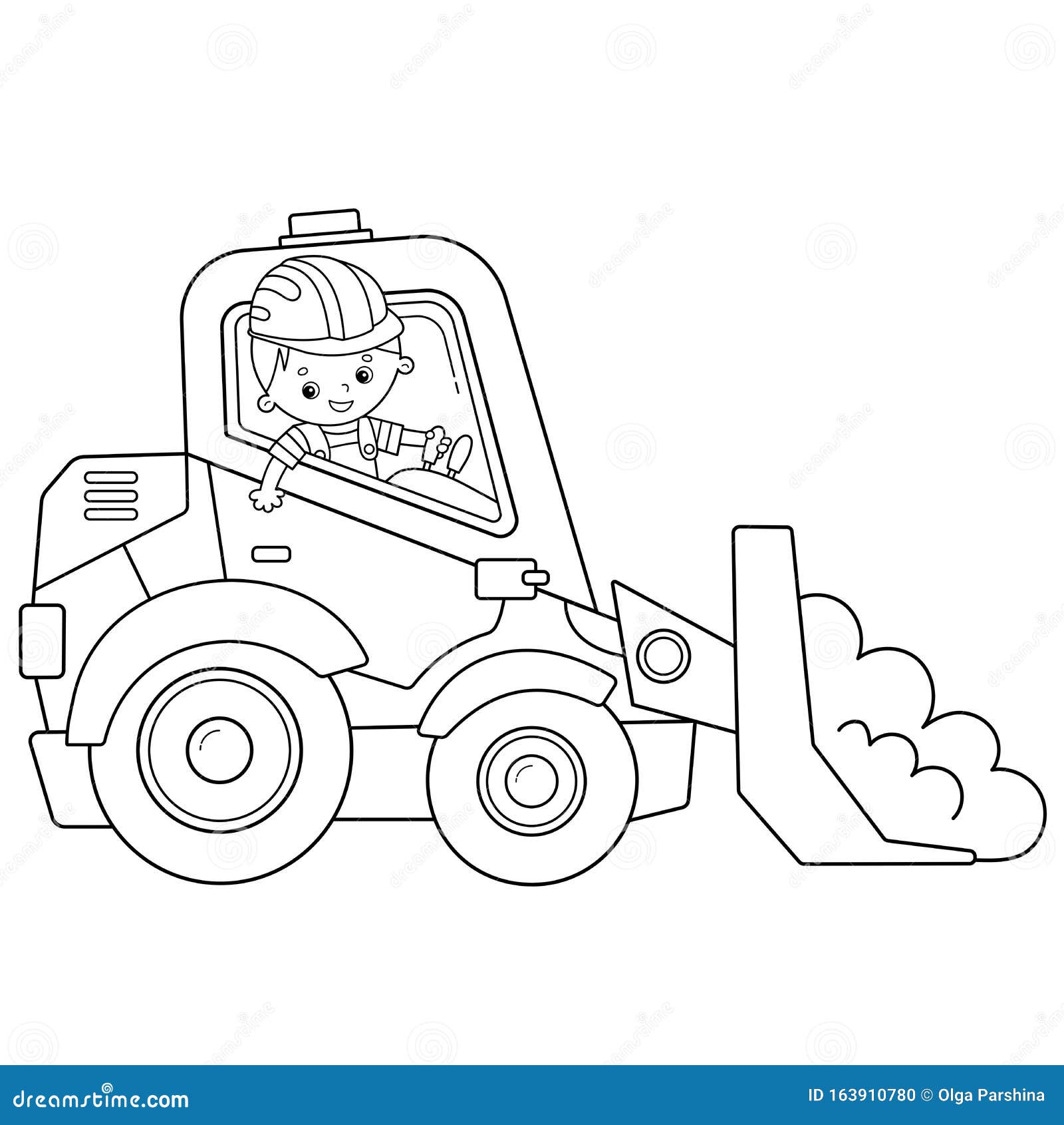 Coloring Page Outline Of Cartoon Bulldozer. Construction Vehicles